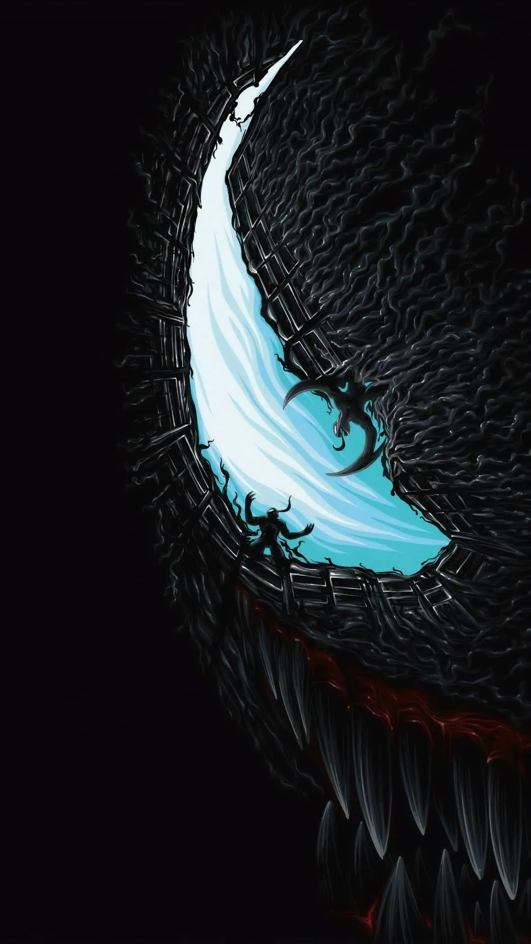 Menacing Creature With Blue Eye in Total Darkness Wallpaper