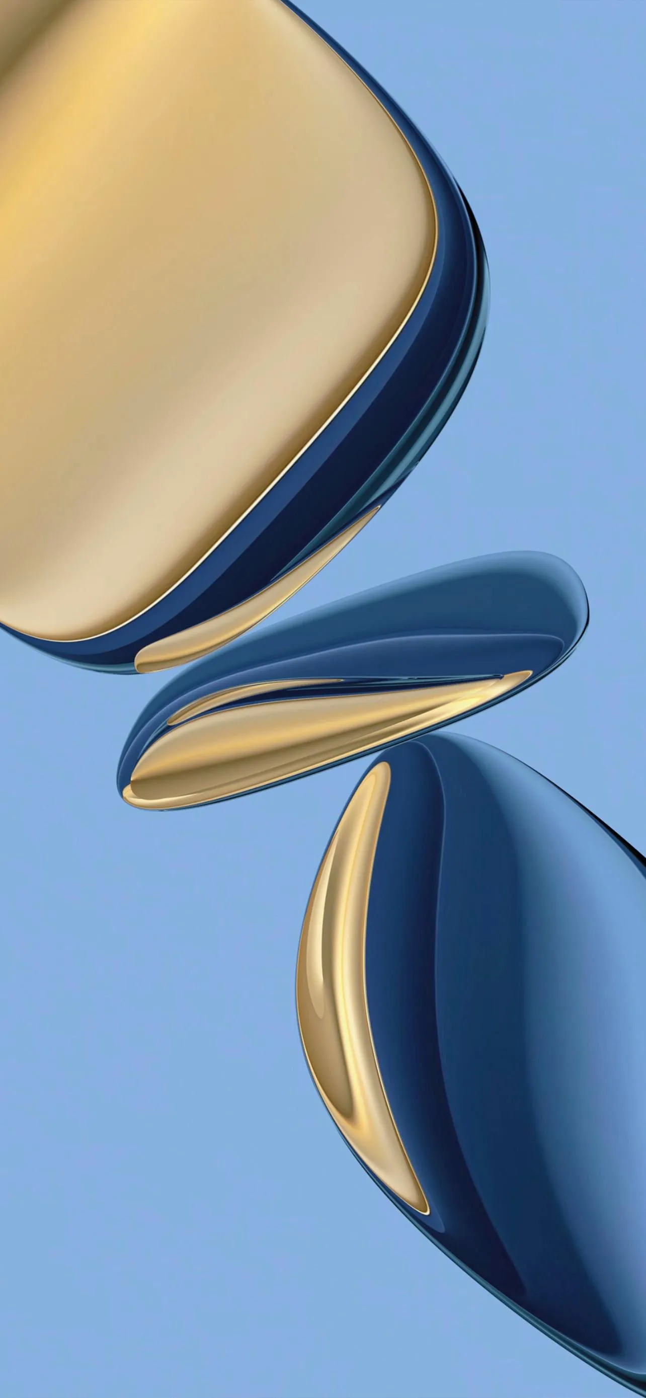 Metallic 3D Abstract Sculpture on Blue Background Wallpaper