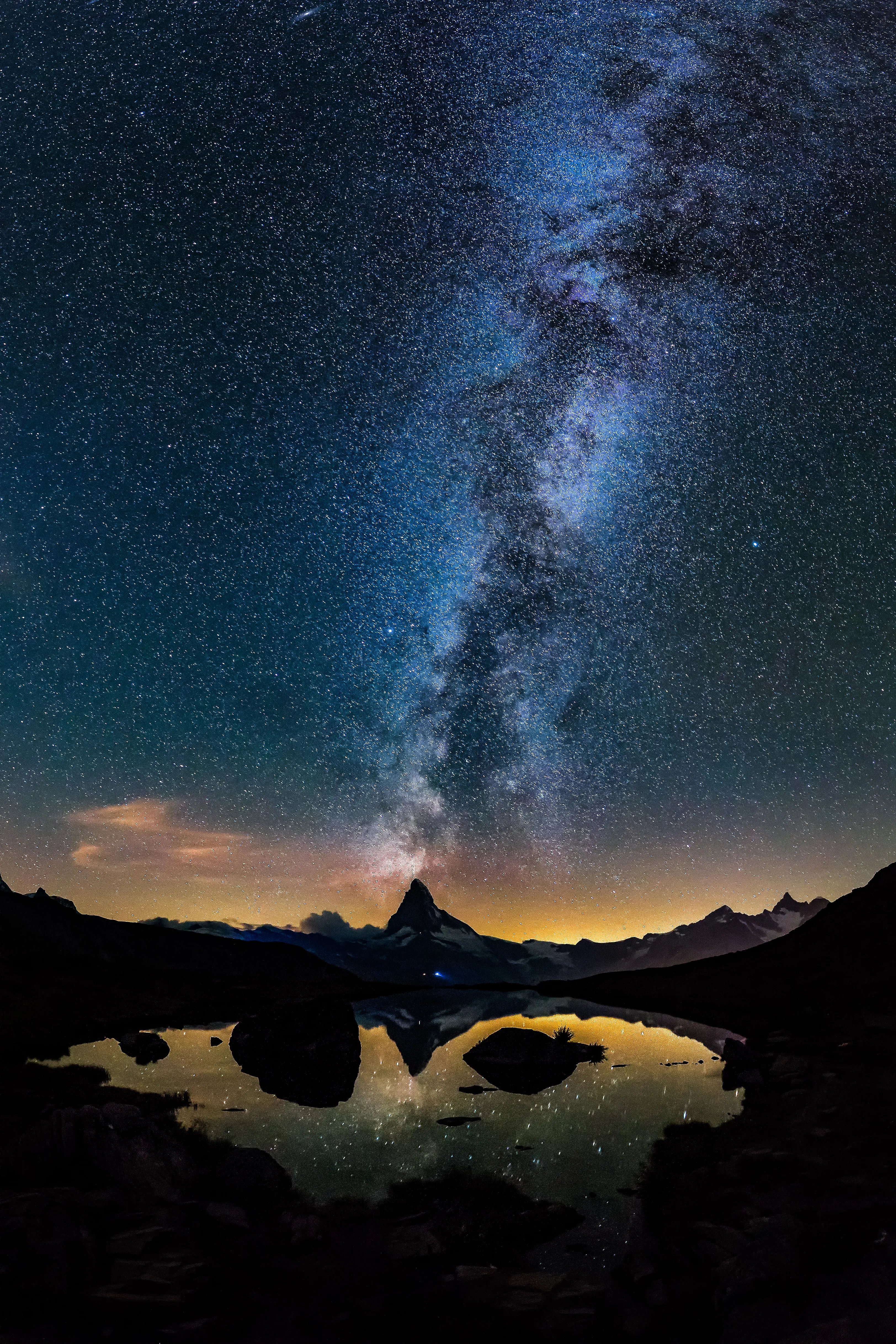 Milky Way Galaxy Over Dark Mountain Silhouette Wallpaper