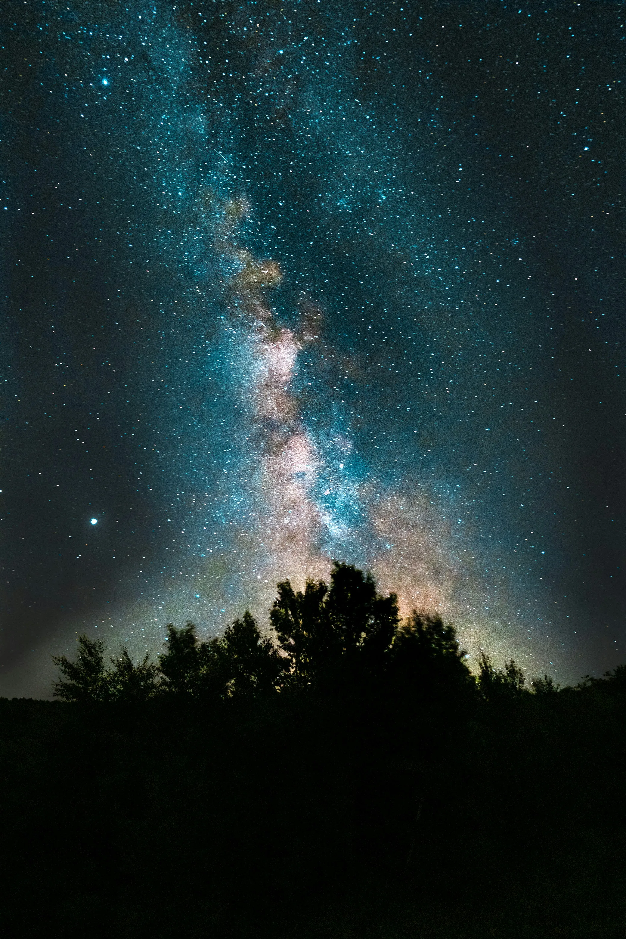 Milky Way Galaxy Over Mountains at Night Photography