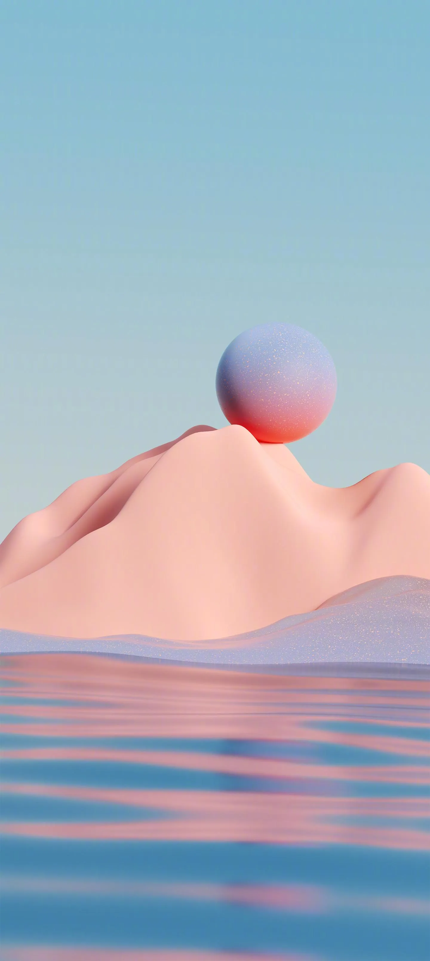 Minimal 3D Pink and Blue Abstract Landscape Wallpaper
