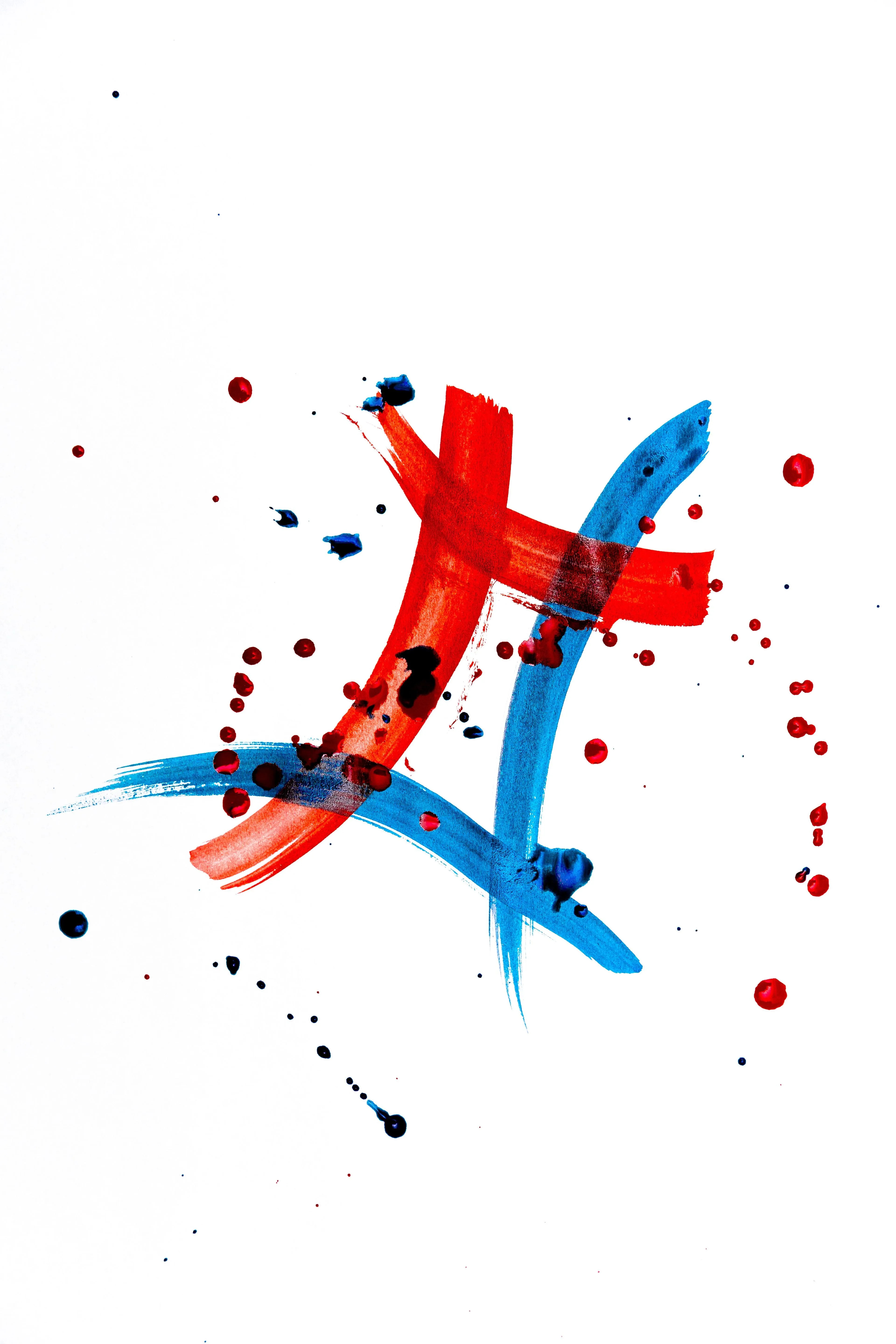 Minimal Abstract Strokes Painted with Bold Primary Colors