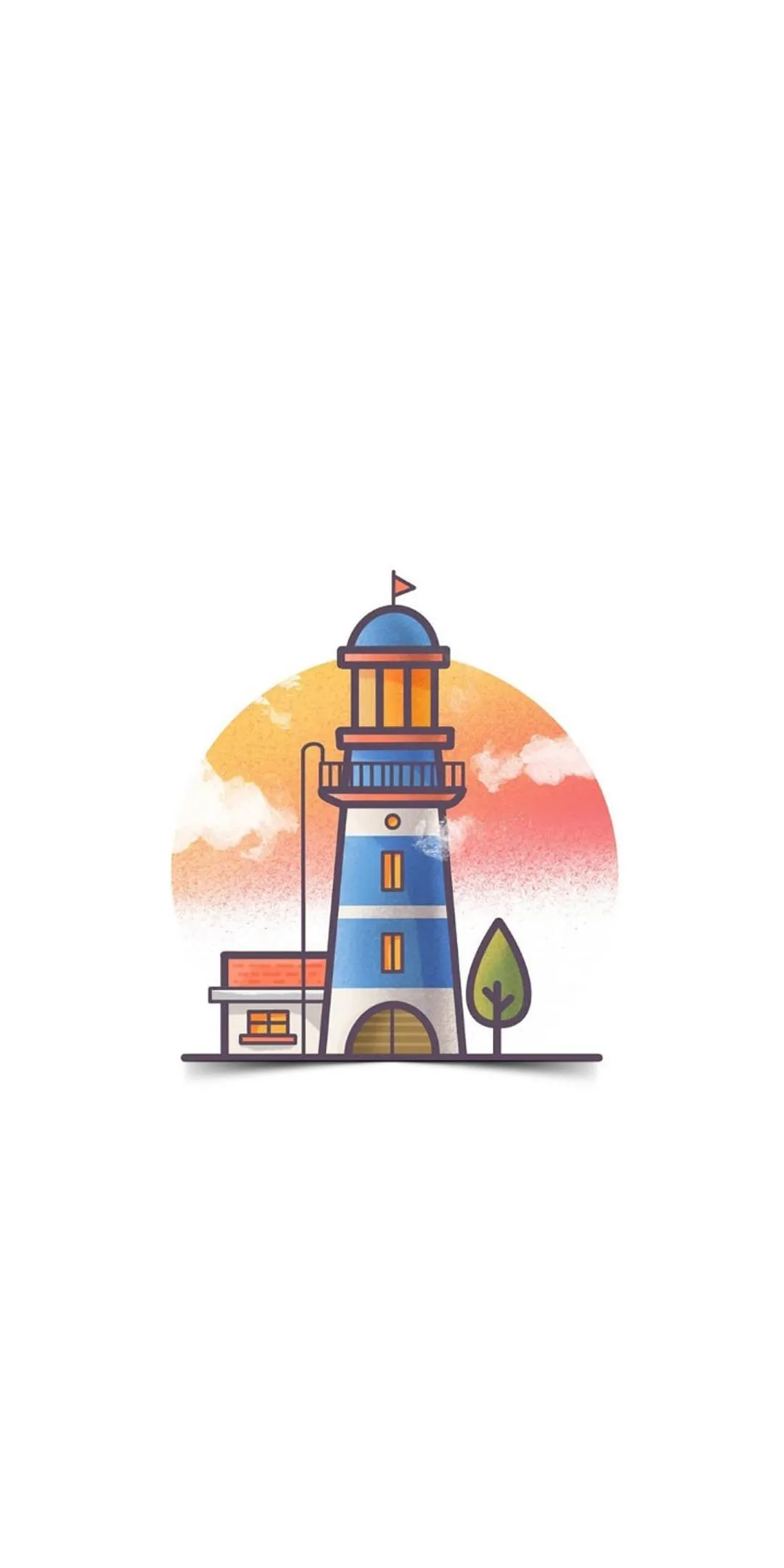 Minimal Art Tower Illustration on White Background Wallpaper