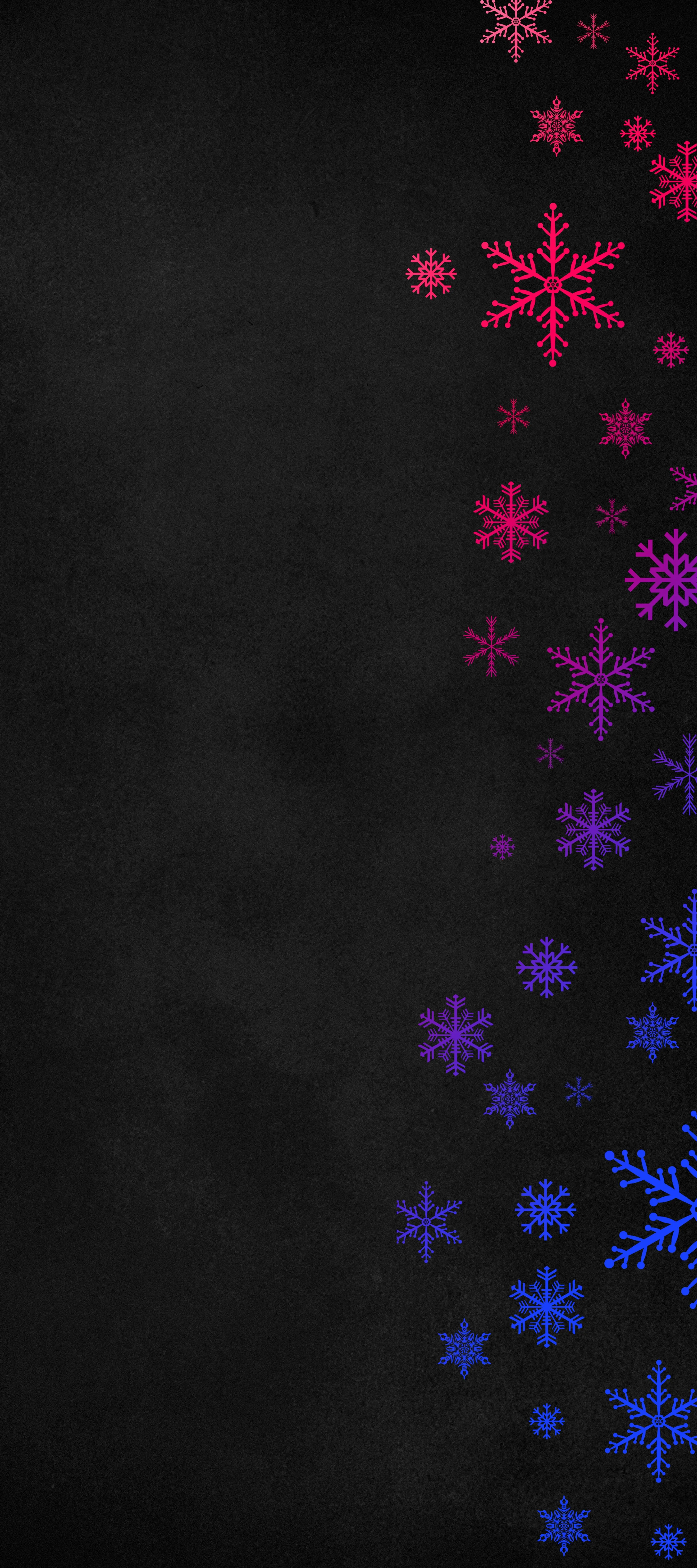 Minimal Black Background with Colorful Snow Icons HD