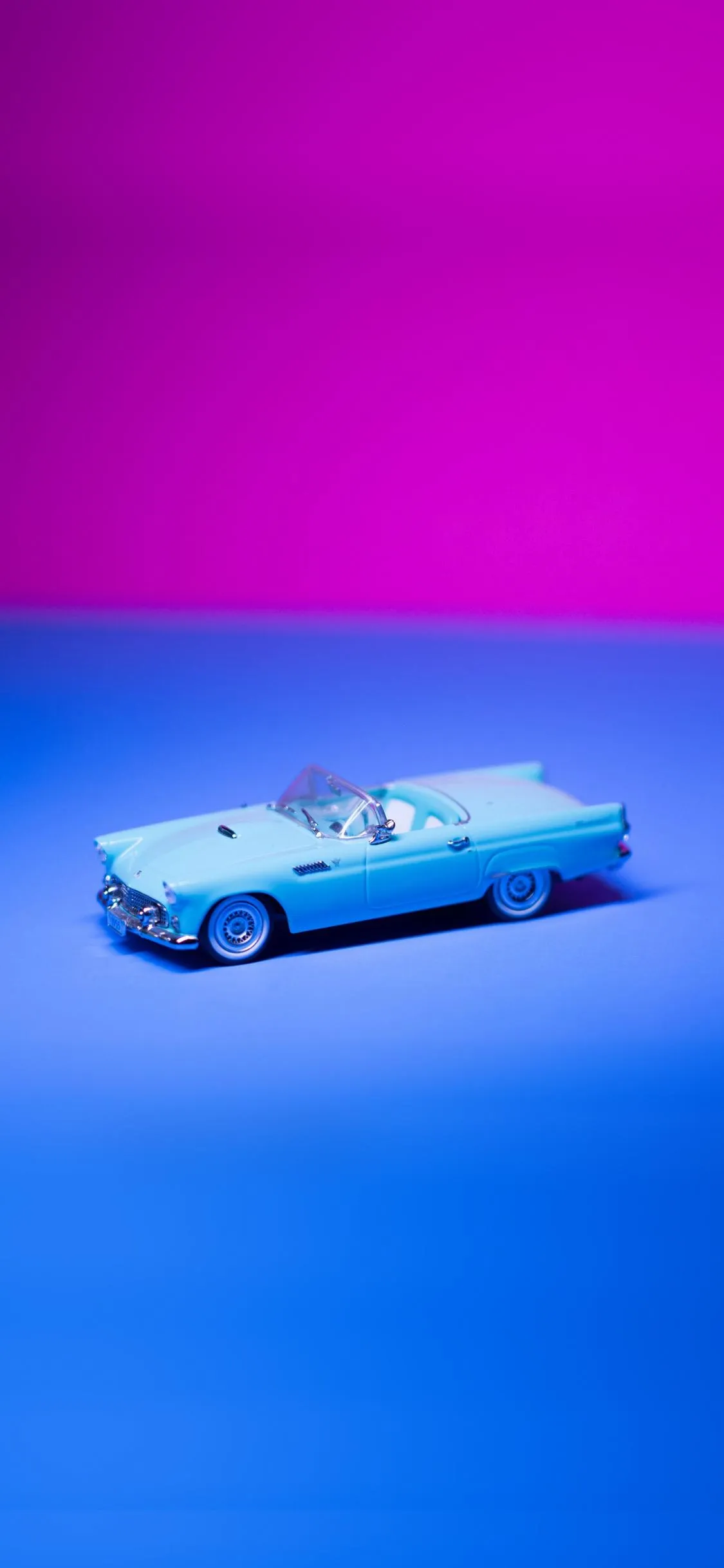 Minimal Blue and Pink Gradient with Car Landscape Art