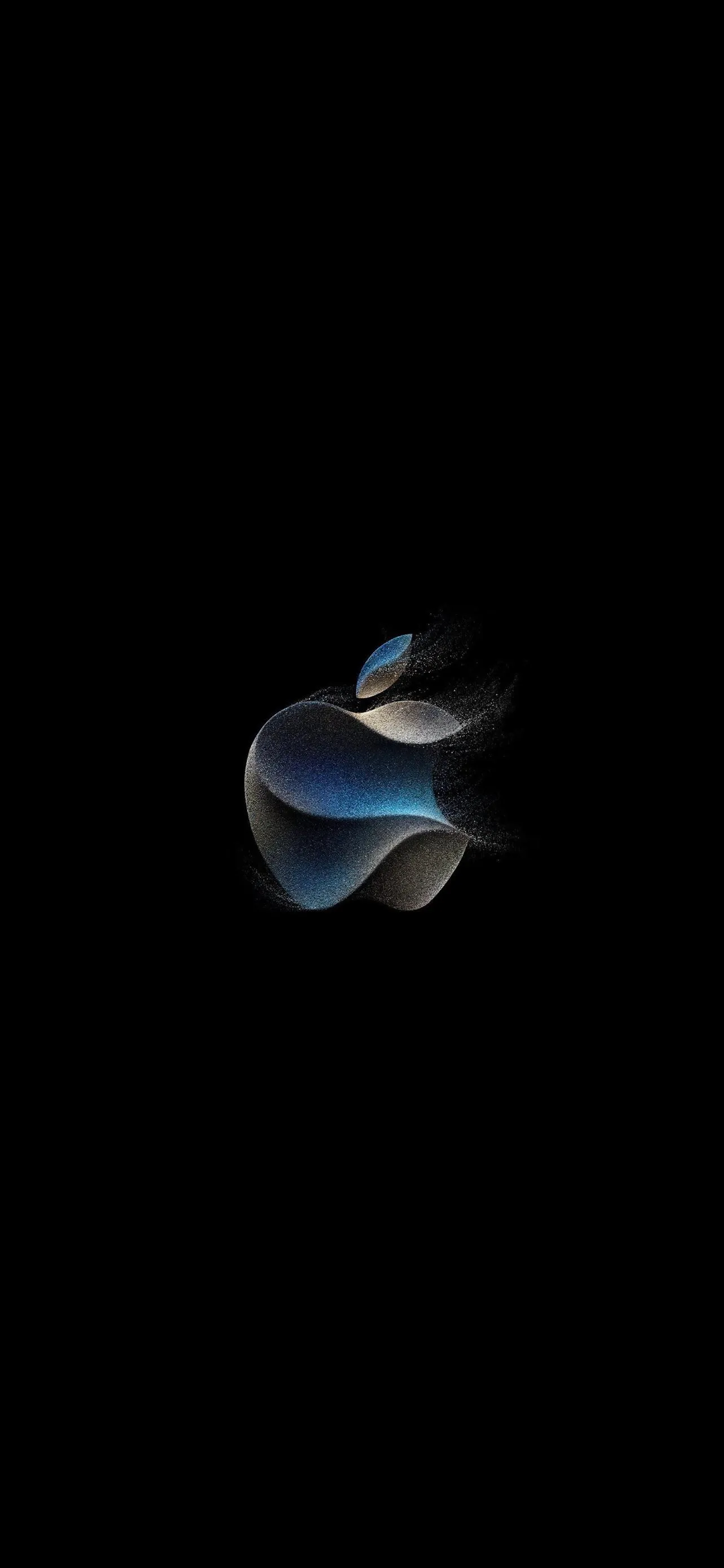 Minimal Blue Apple Logo on Dark Background Wallpaper