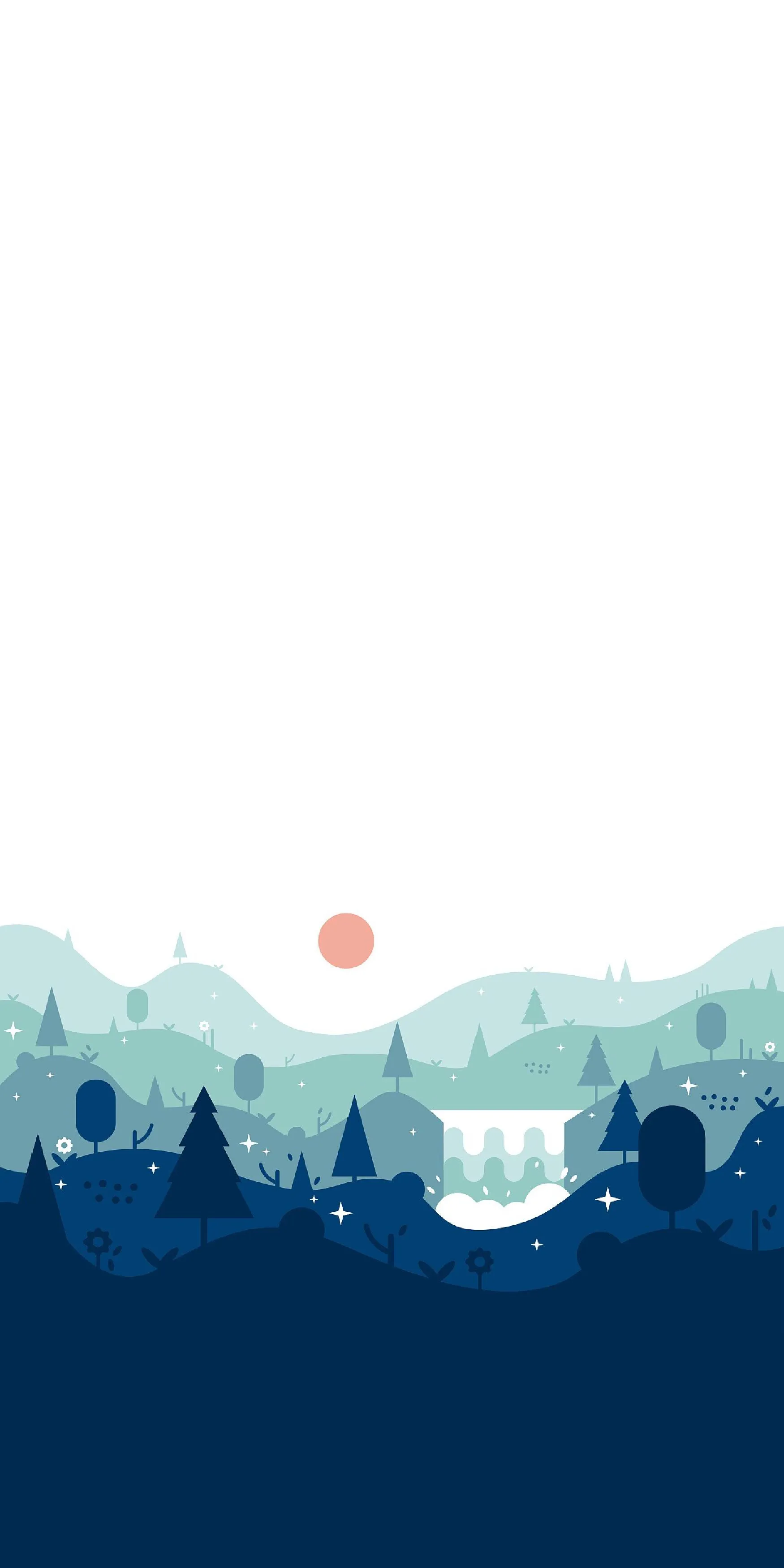 Minimal Blue Mountain Landscape White Sky Wallpaper