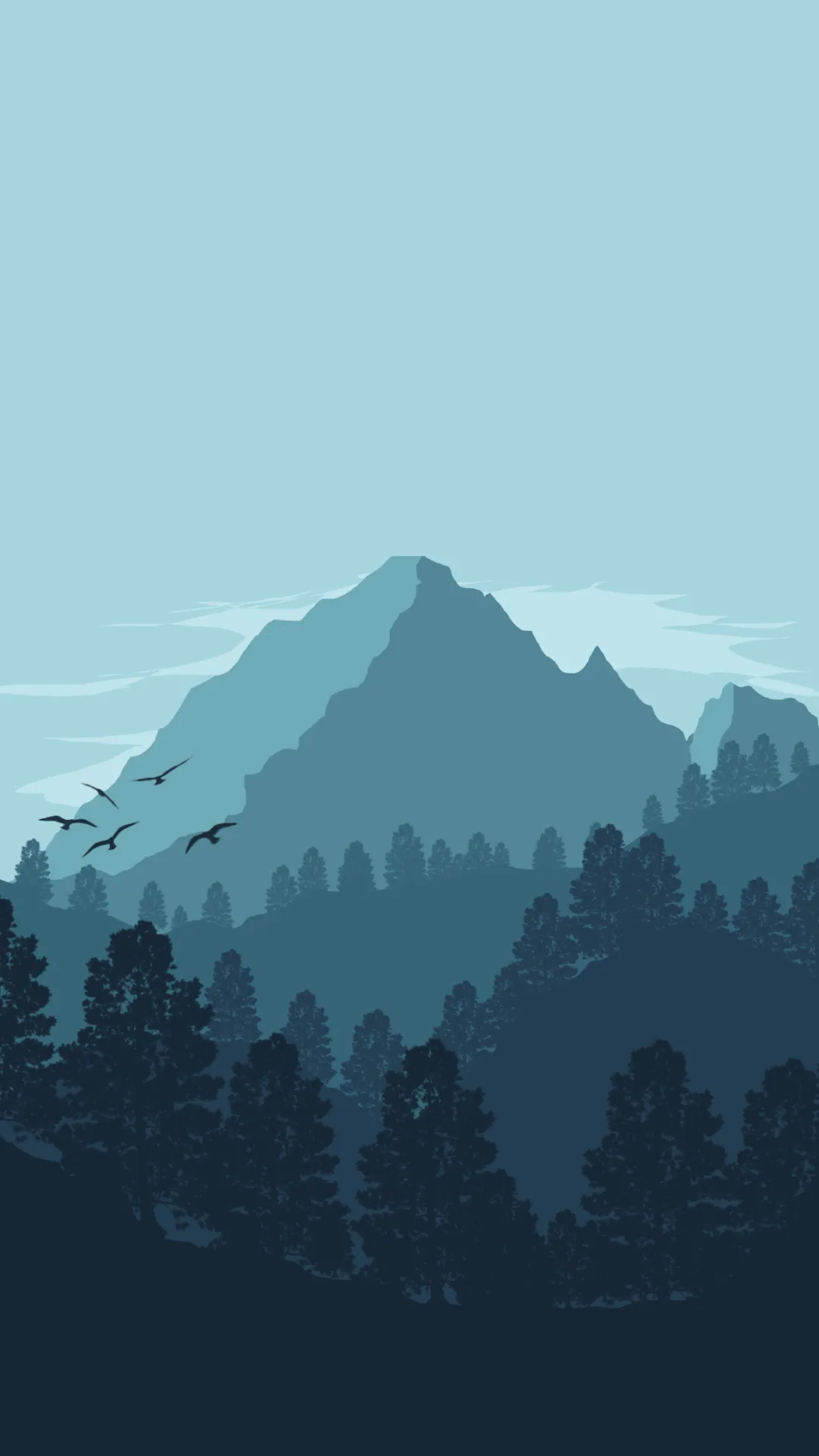 Minimal Blue Mountain Layers Art for iPhone 15 Pro
