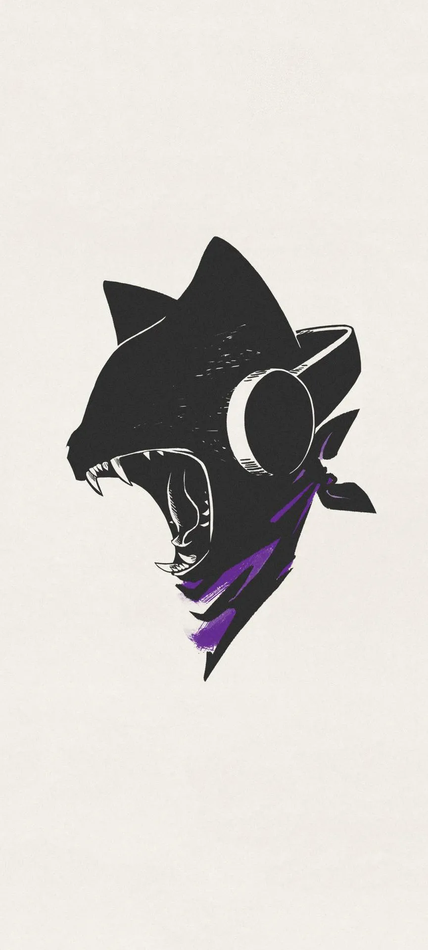 Minimal Cat Head Illustration on Off White Canvas HD