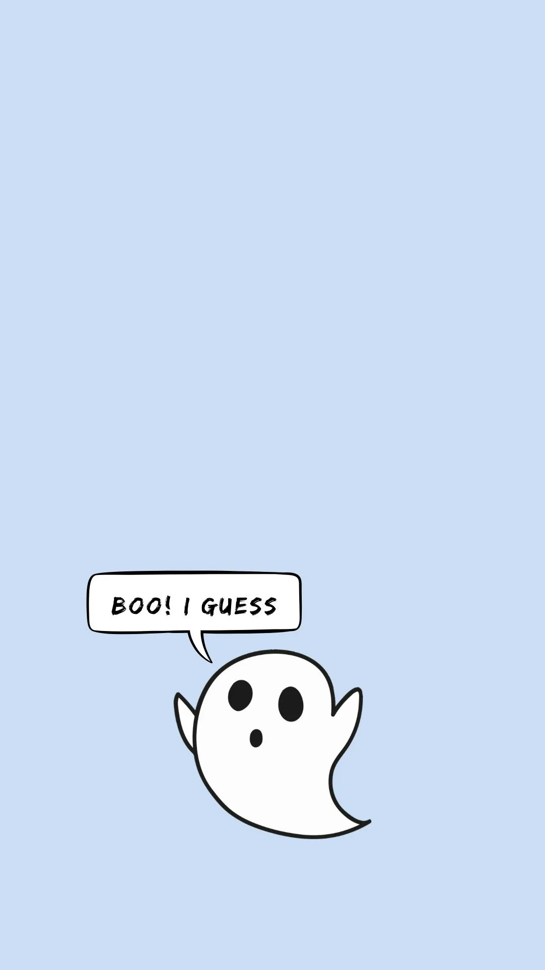 Minimal Ghost Cartoon on Blue Background Wallpaper