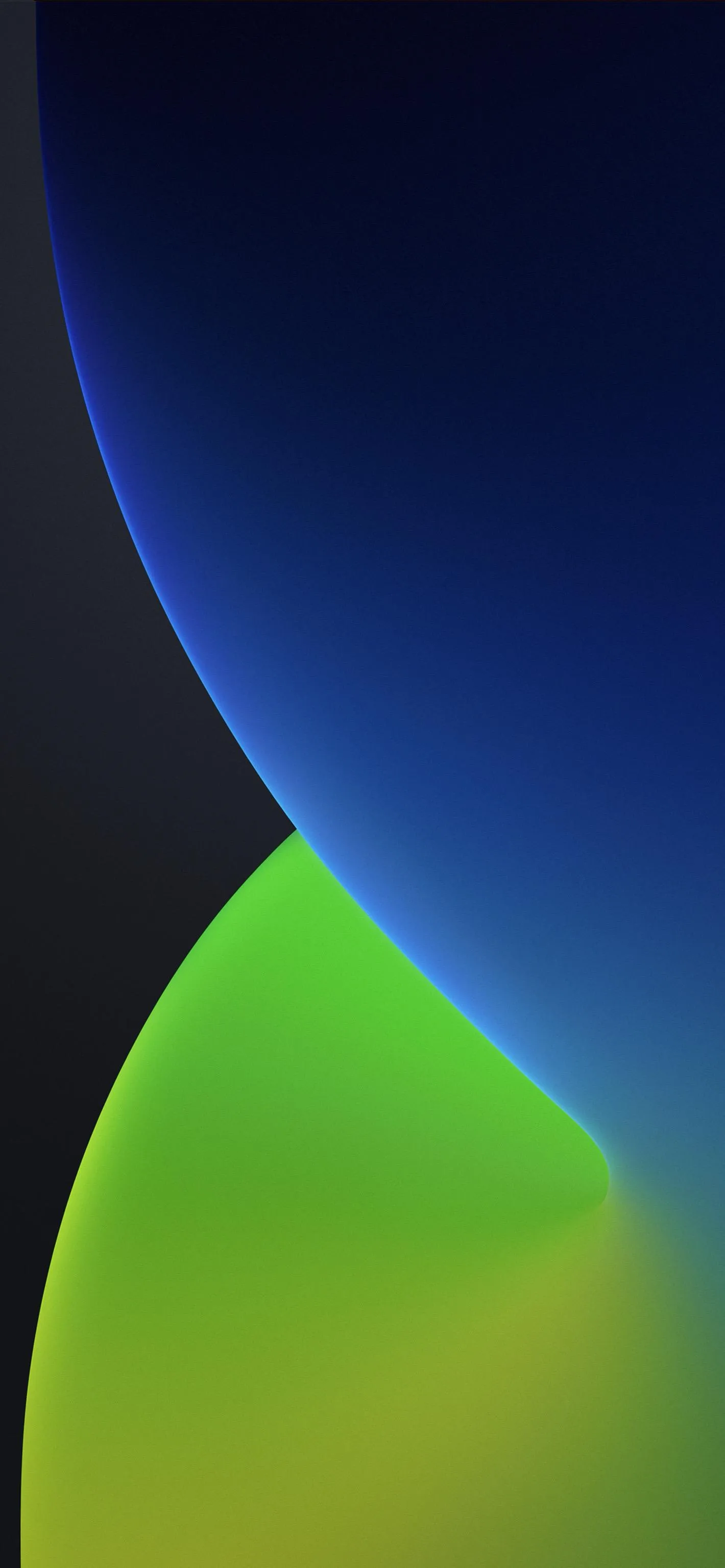 Minimal Green and Blue Curves on Black Background Wallpaper