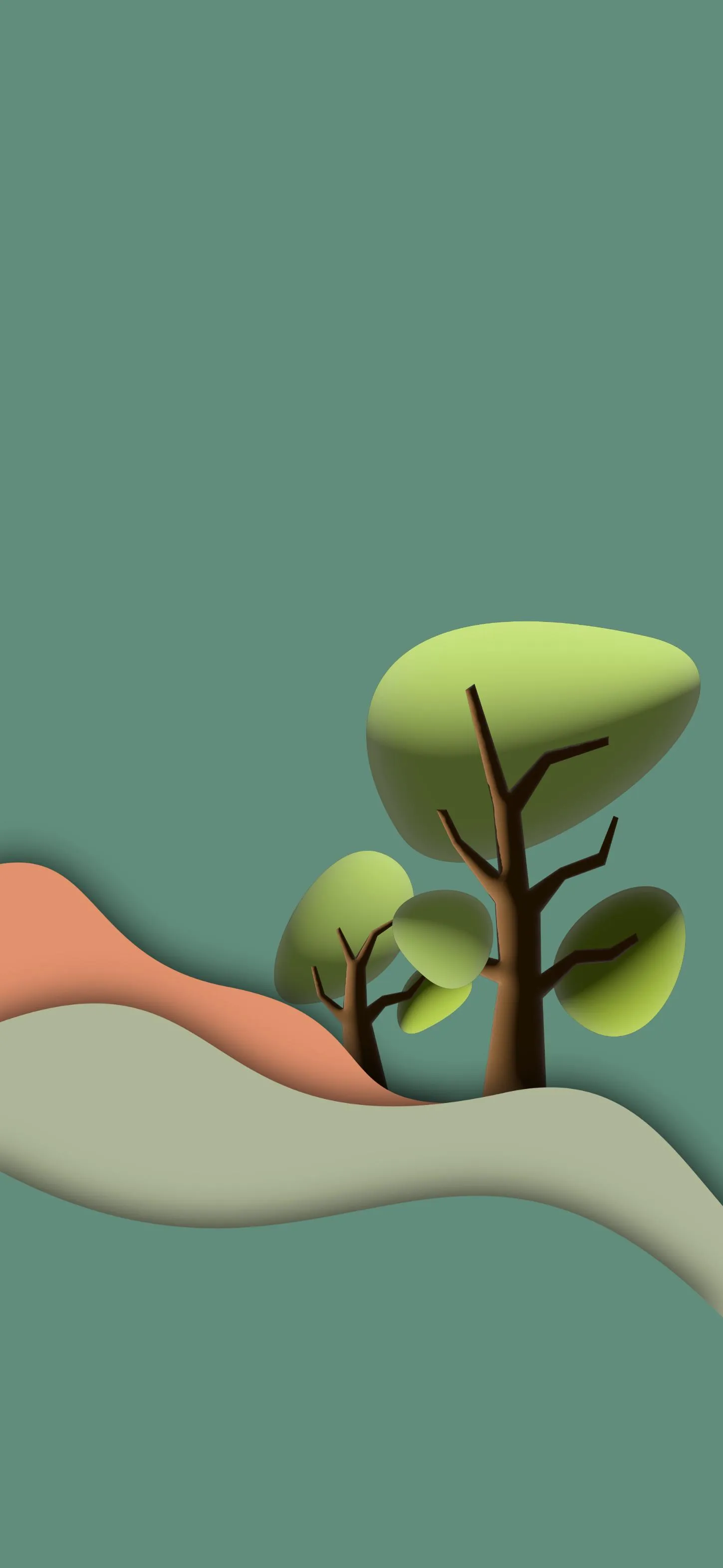 Minimal Green Plant Sprouting in Flat Artwork Wallpaper