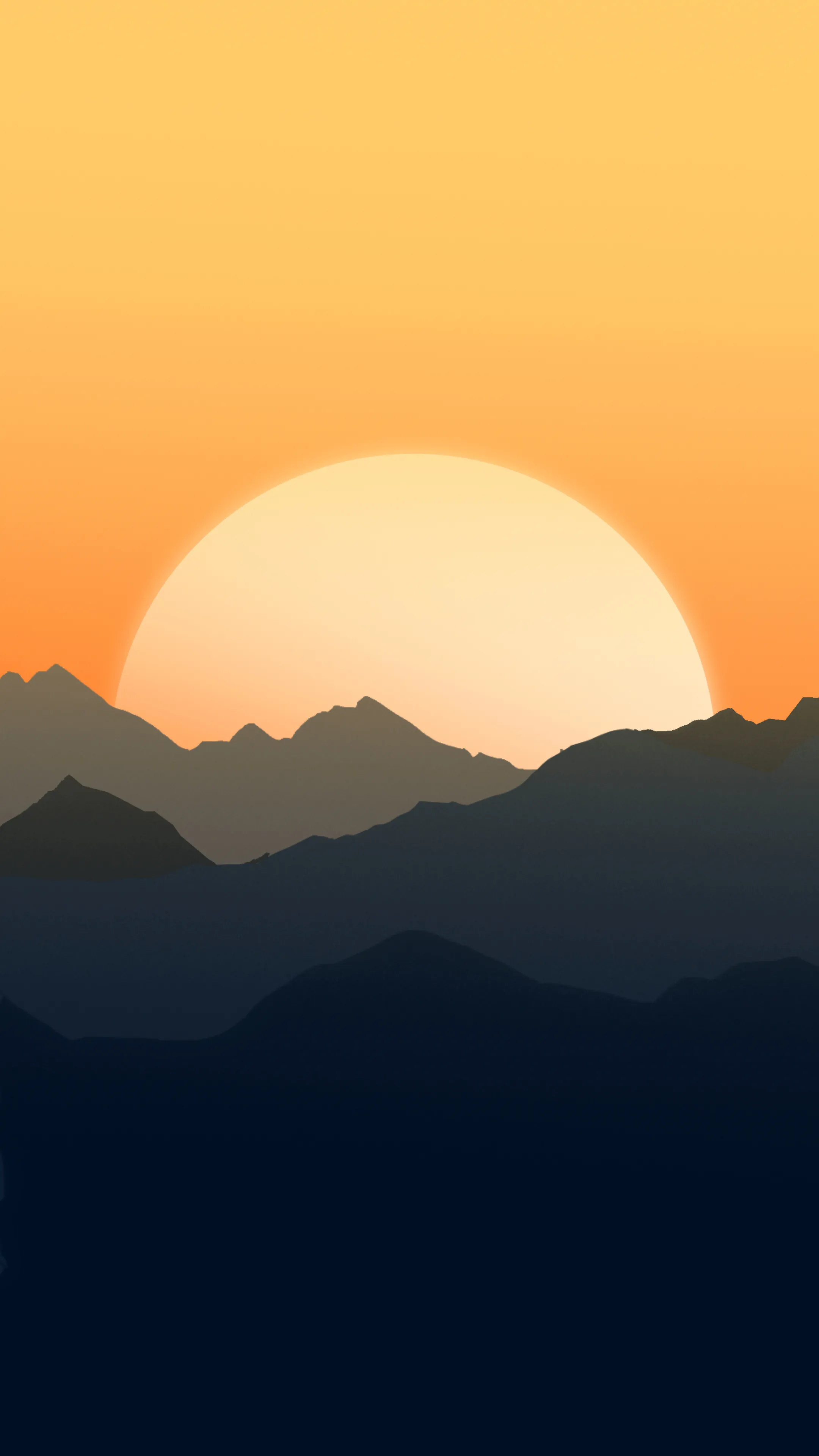 Minimal Mountain Silhouette at Orange Sunset Wallpaper