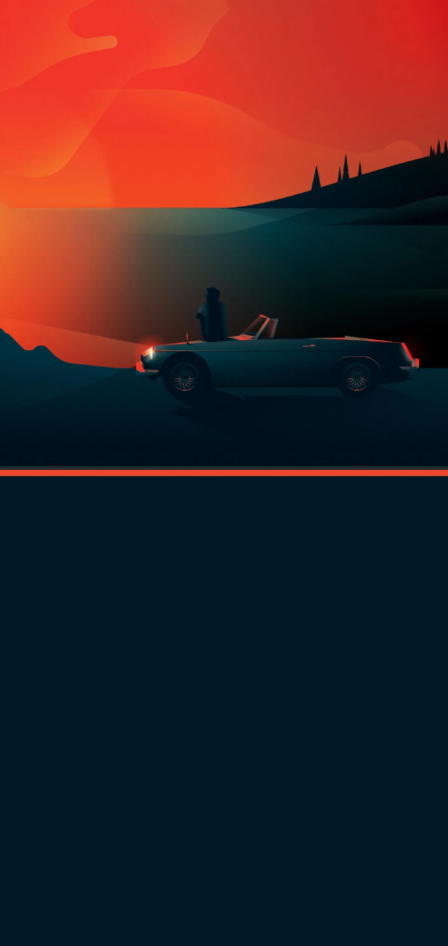 Minimal Red and Blue Horizon Abstract Mobile Art Wallpaper