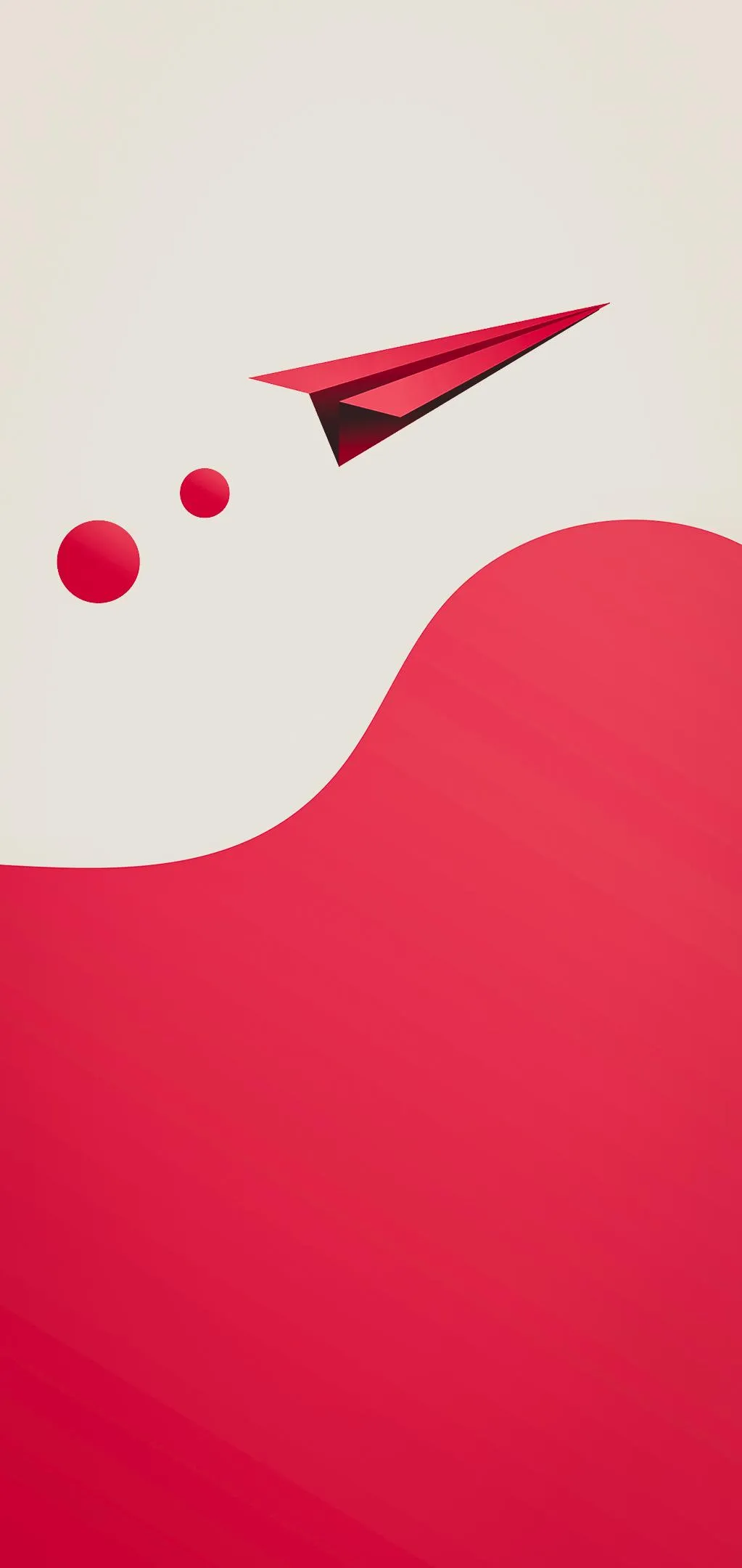 Minimal Red and White Paper Plane Mobile Background