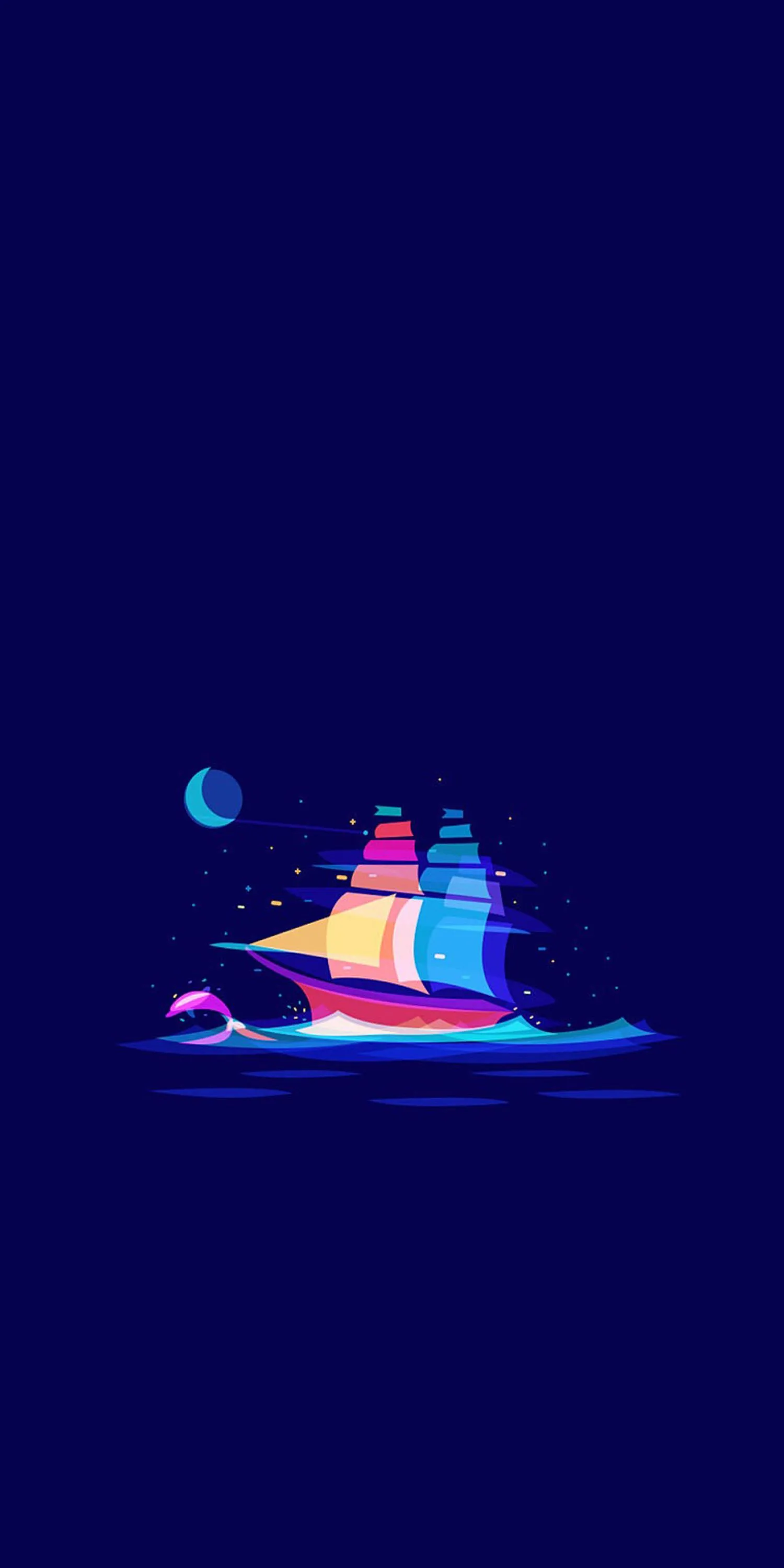 Minimal Space Scene with Glowing Tiny Floating Ship Image