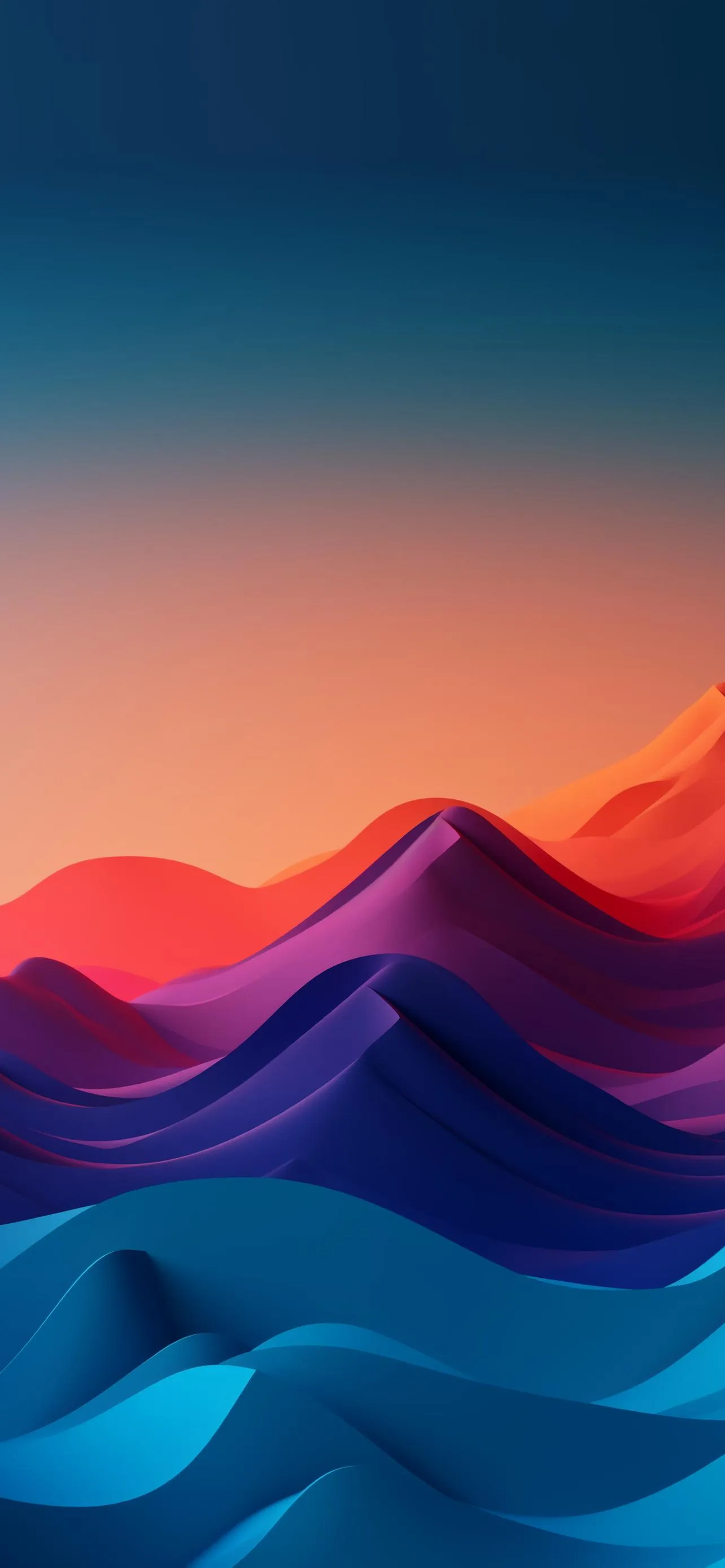 Minimal Sunset Landscape with Colorful Layered Hills