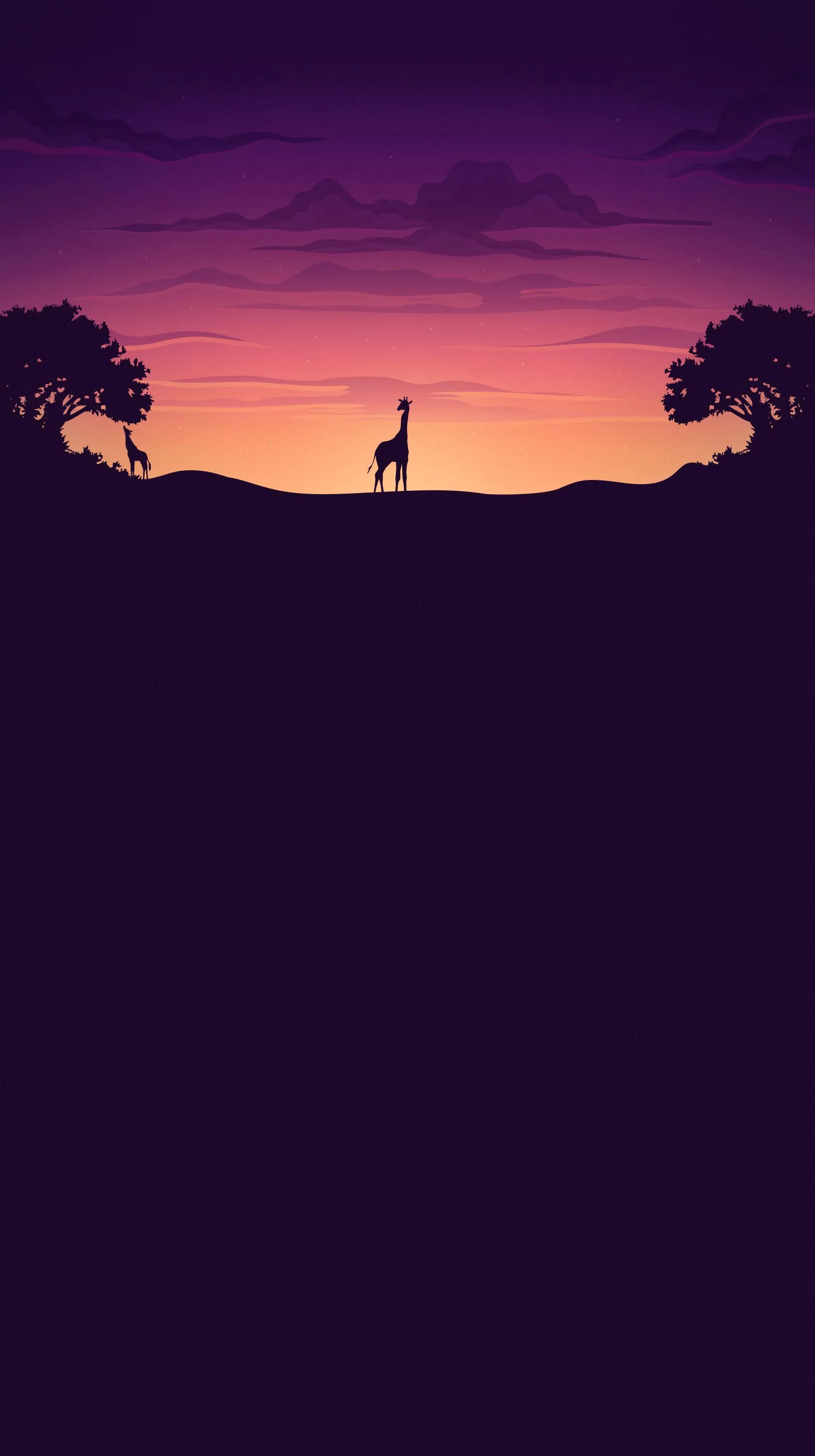 Minimal Sunset Silhouette Mobile Background Design