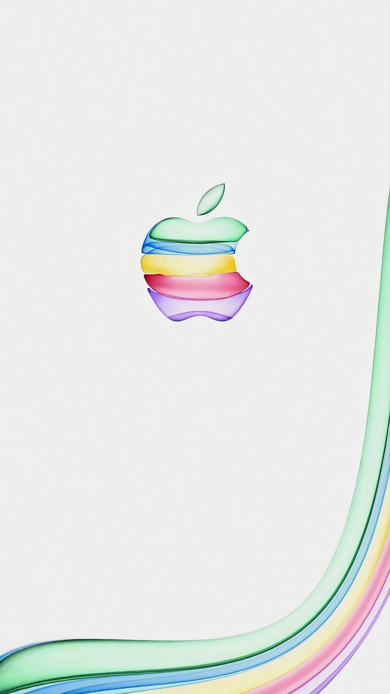 Minimal White Apple Logo with Gradient Lines Wallpaper