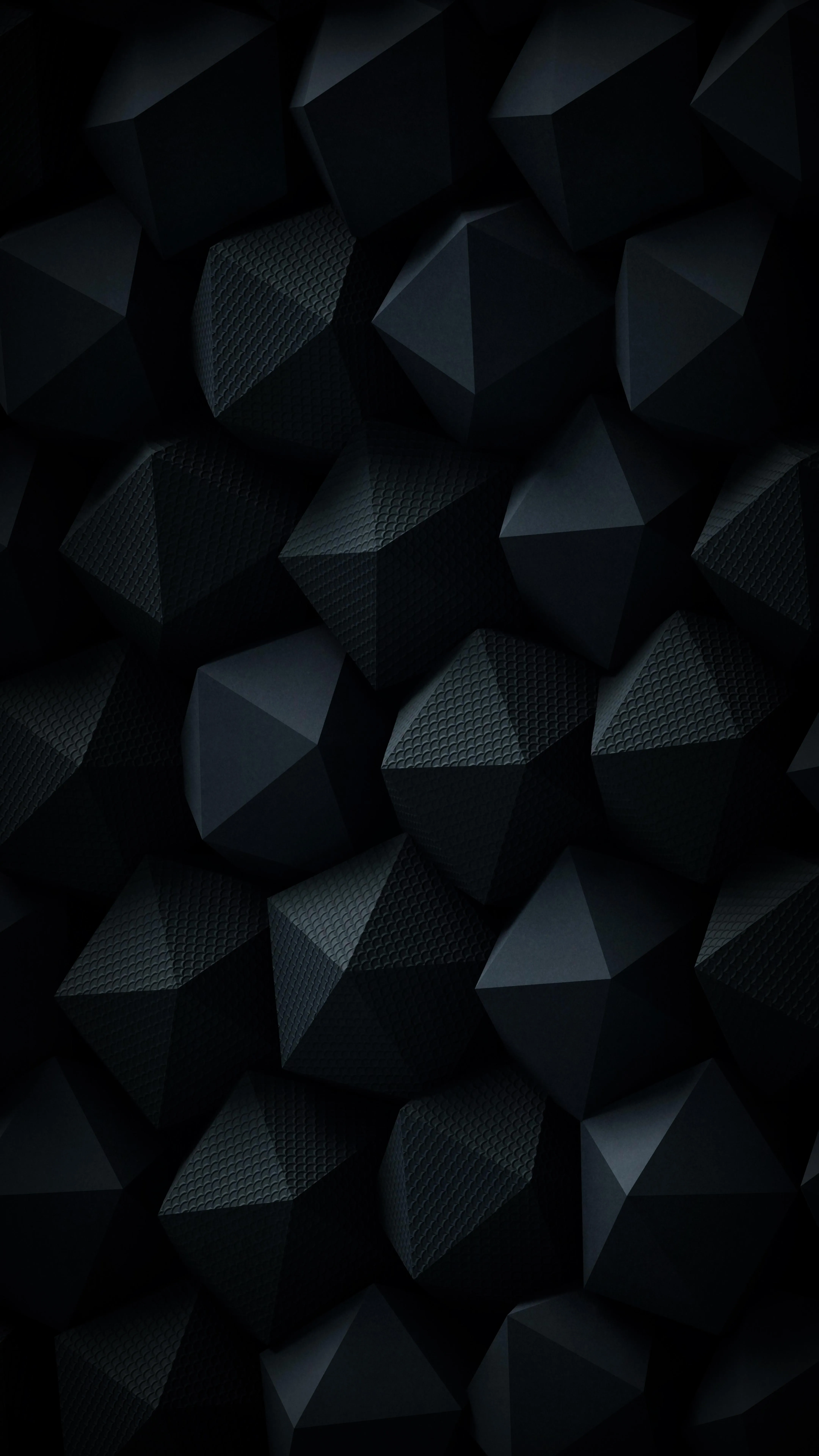 Minimalist 3D Black Geometric Pattern Mobile Wallpaper