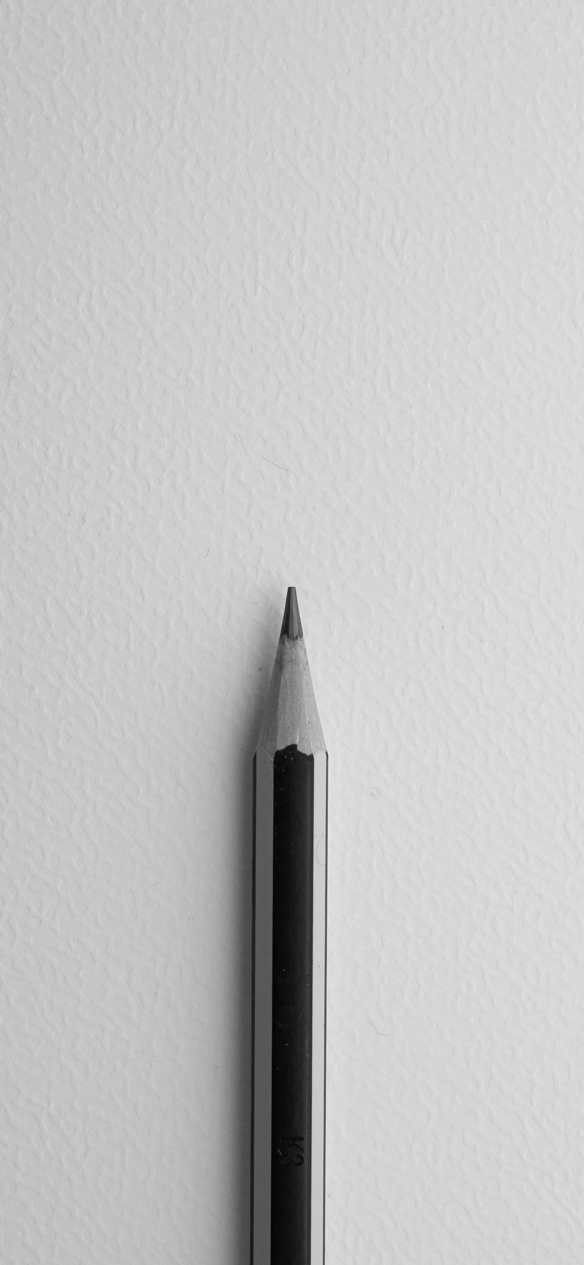 Minimalist Black Pencil Standing Vertically on White Backdrop