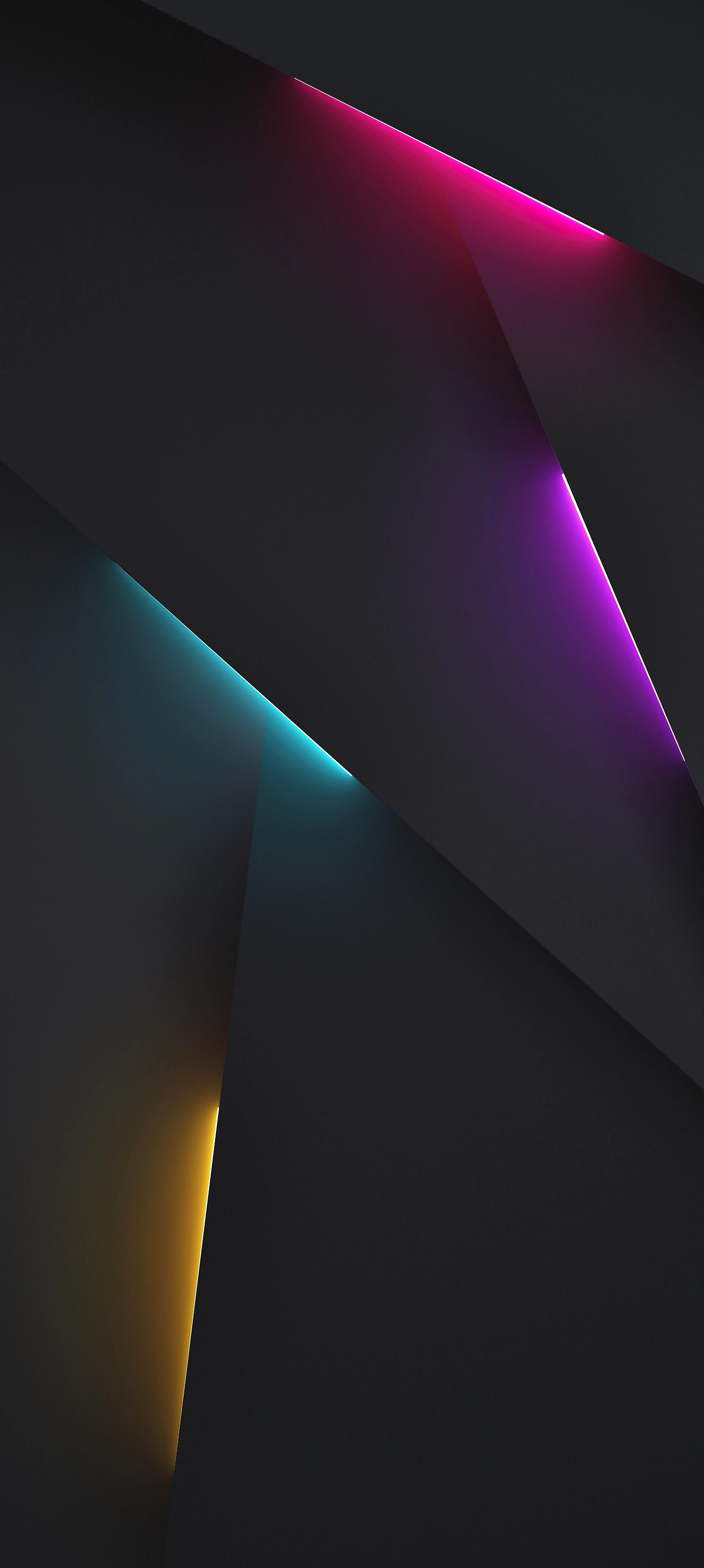 Minimalist Dark Design with Neon Colored Light Strips