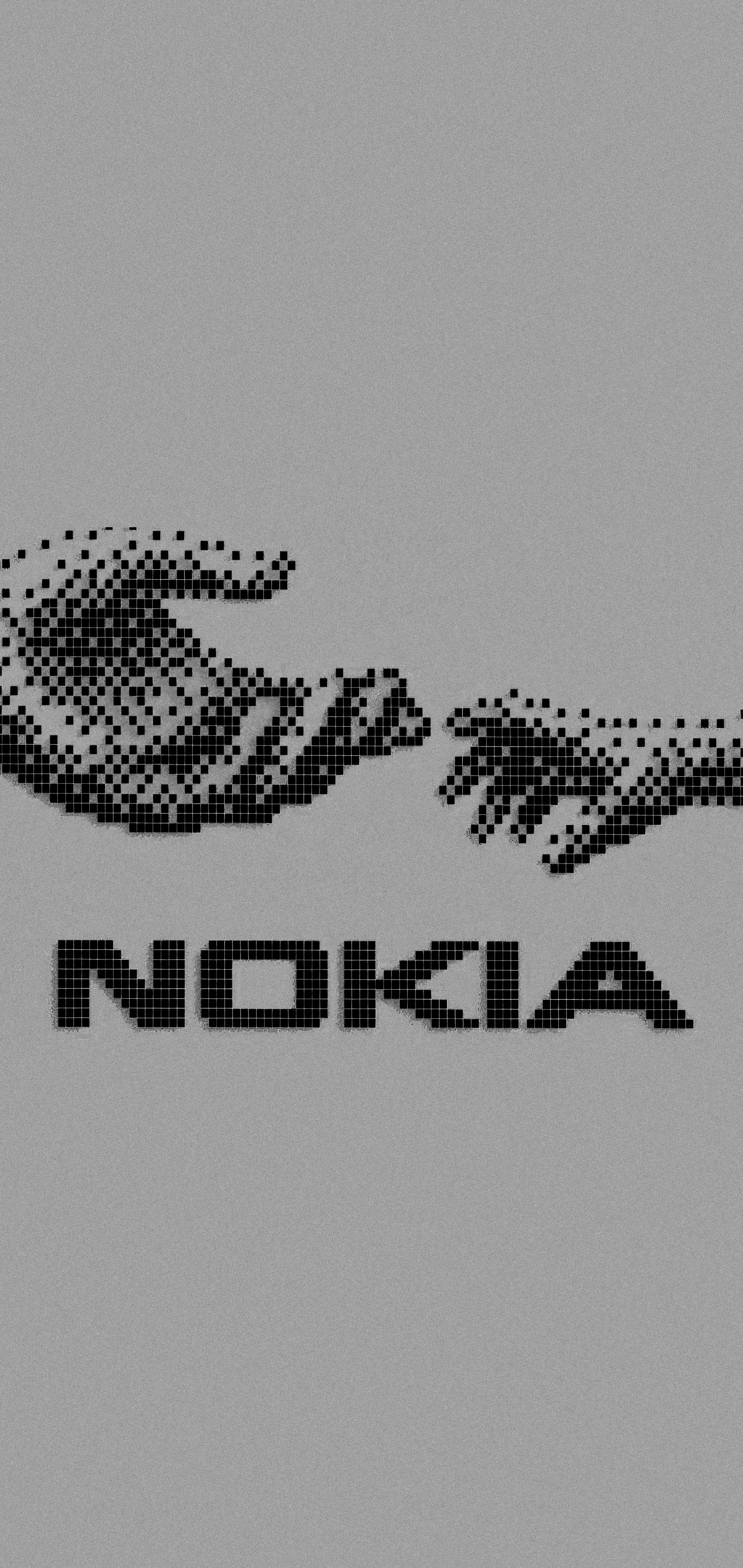 Minimalist Nokia Logo with Artistic Hand Drawing on Gray