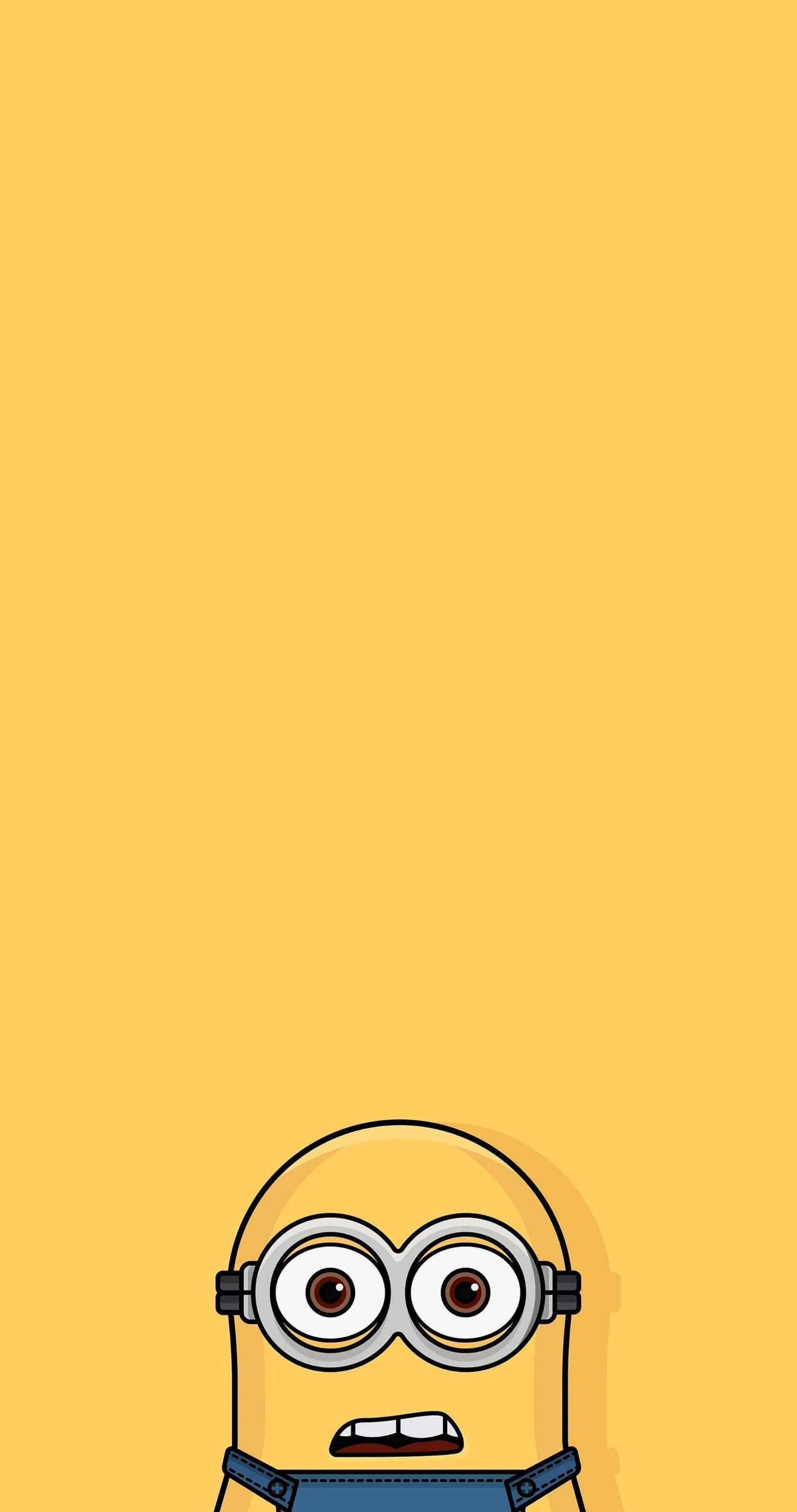 Minion Character on Plain Yellow Background Smiling