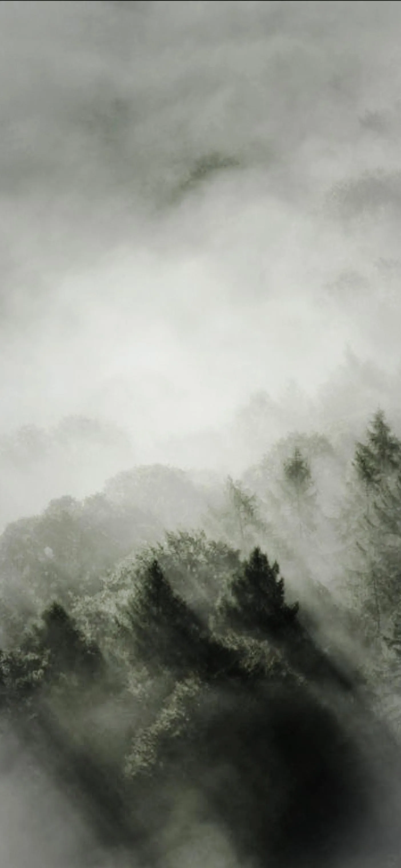 Misty Mountain Landscape with Calm Atmospheric Mood