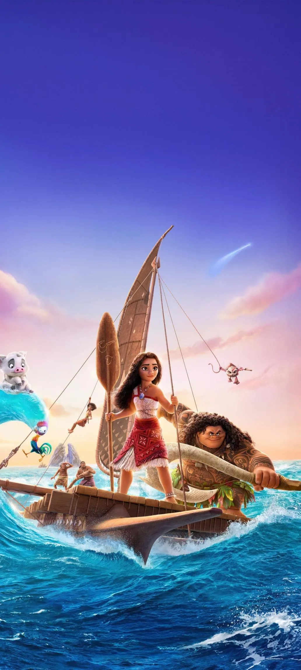 Moana Animated Movie Characters Sailing Ocean Adventure Scene