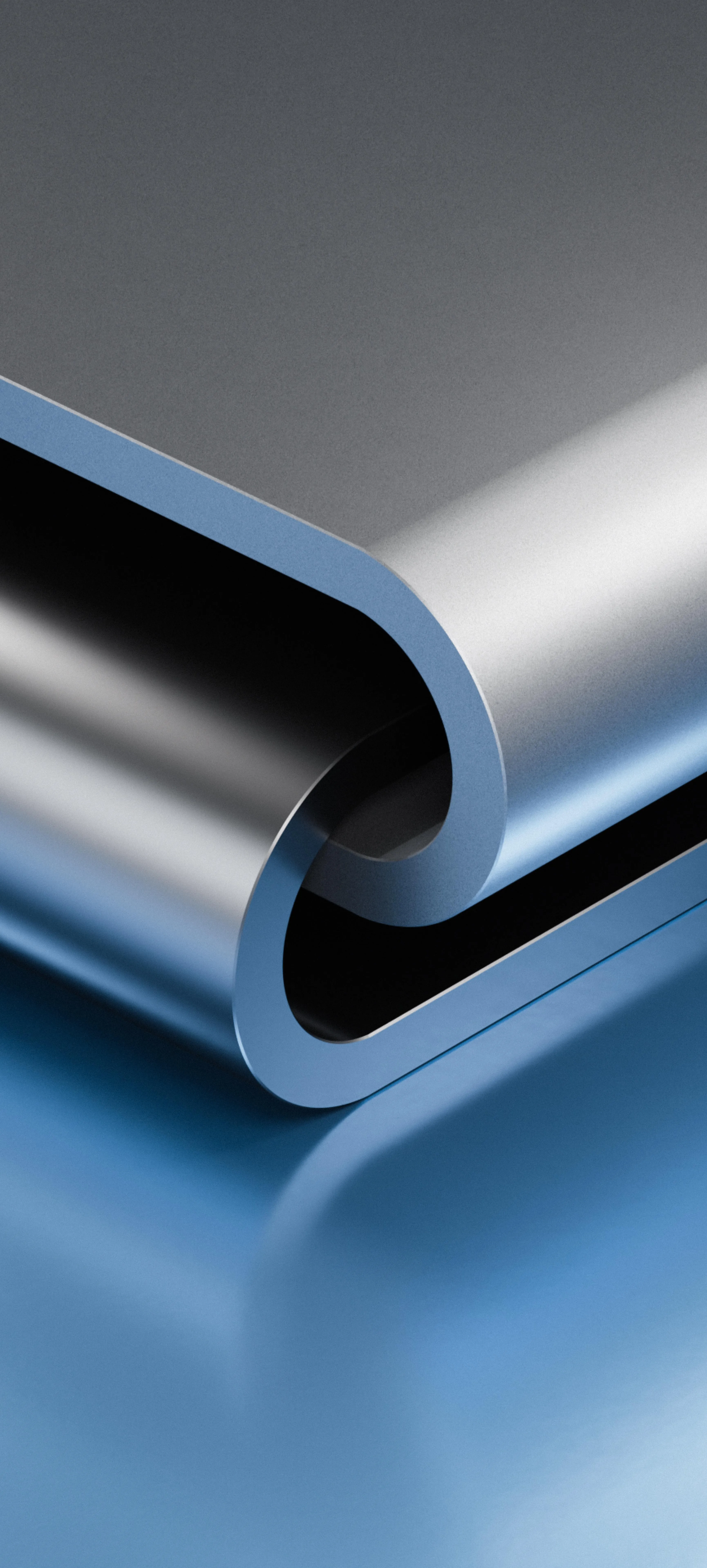 Modern Abstract Blue and Black Curved Metallic Surface