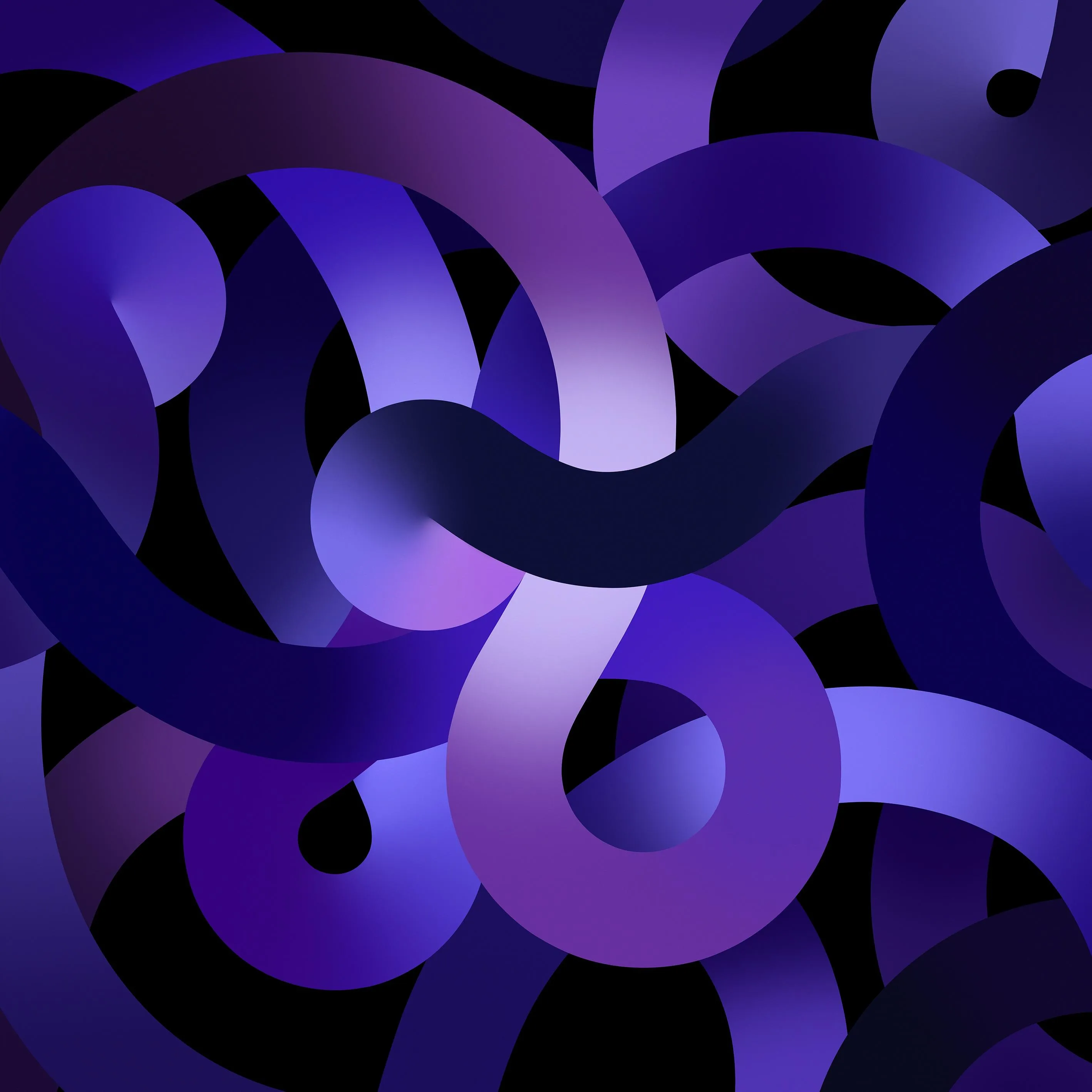 Modern Abstract Purple Circular Patterns on Black Wallpaper