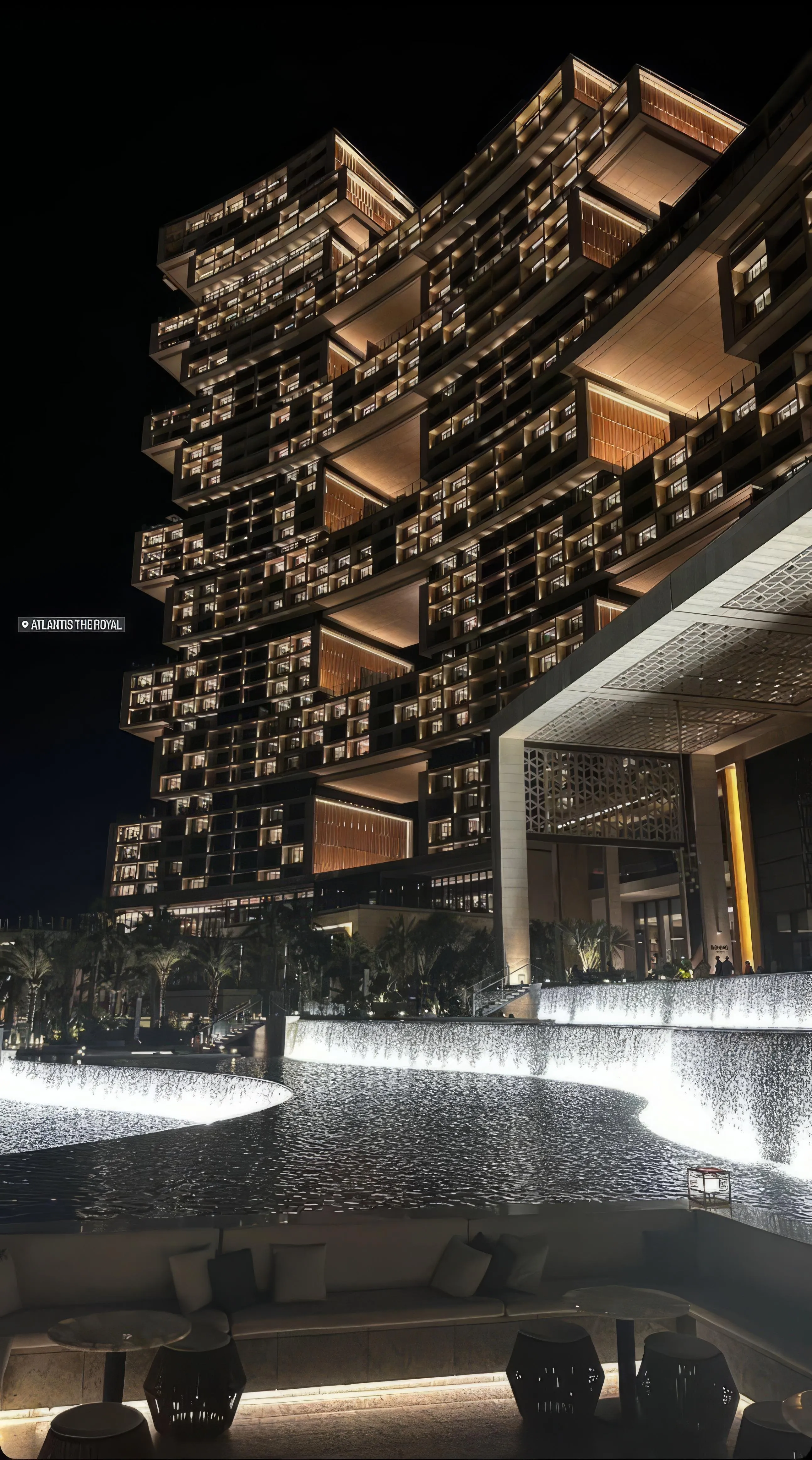 Modern Architecture at Night with Lights and Shadows