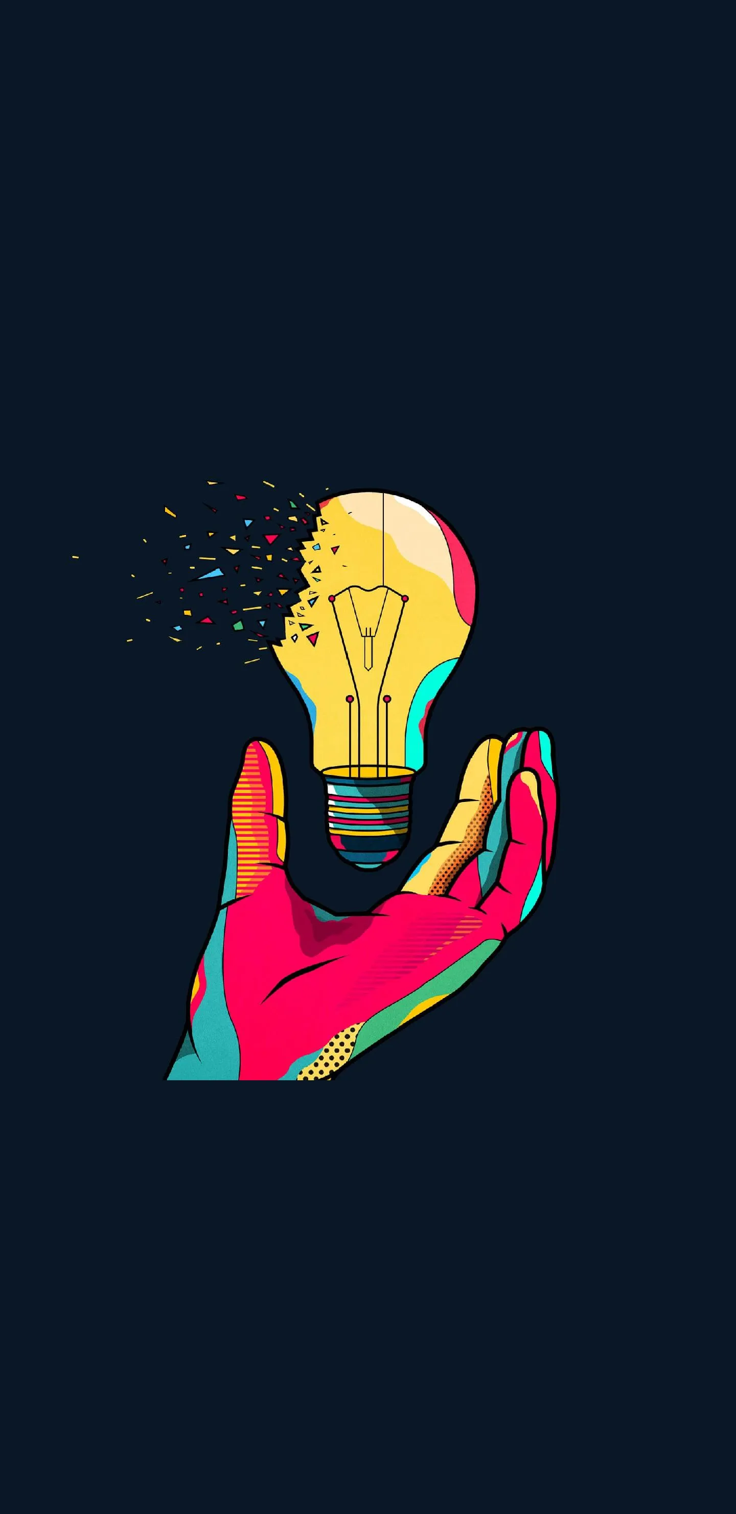 Modern Art Portrait in Vibrant Neon Color Theme Wallpaper