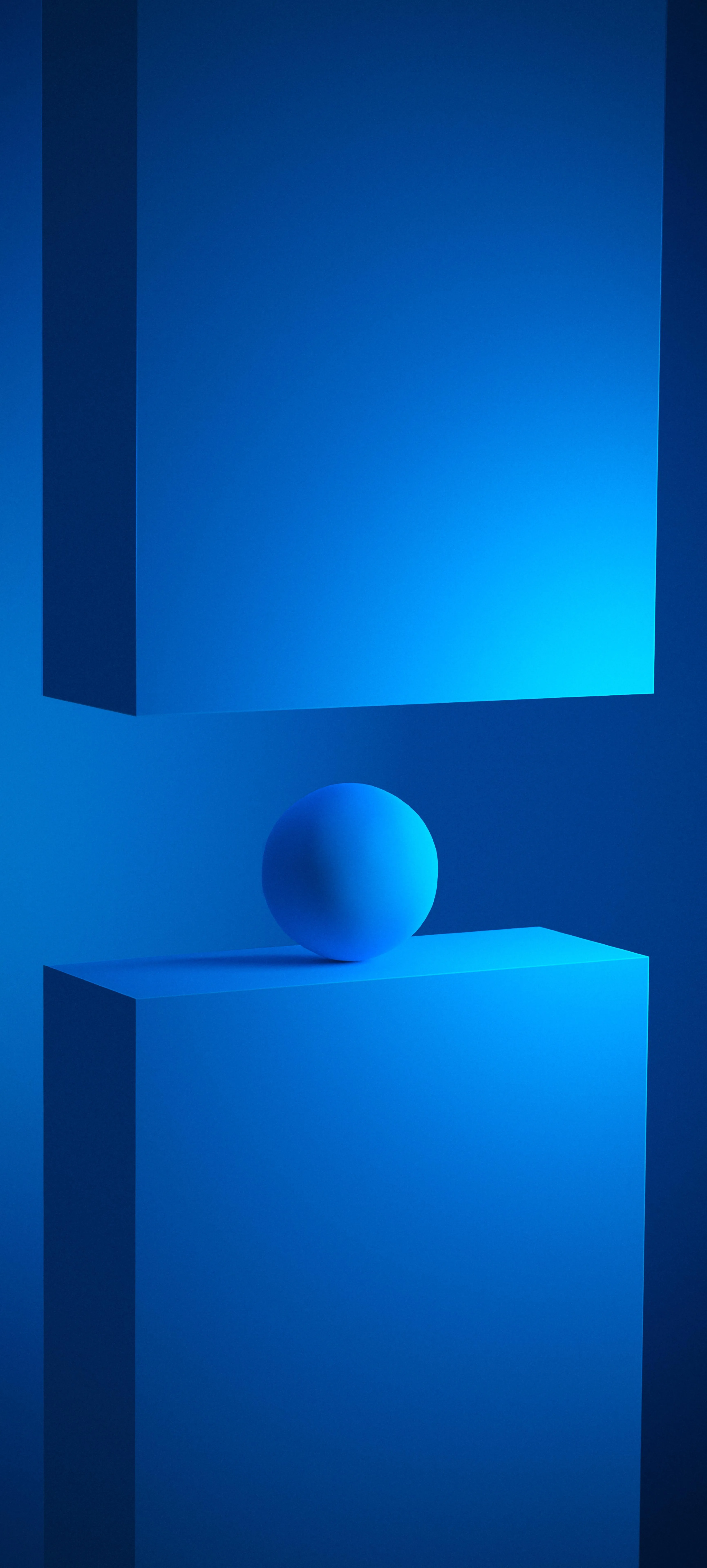 Modern Blue Abstract Geometric Shapes and Shadows Wallpaper