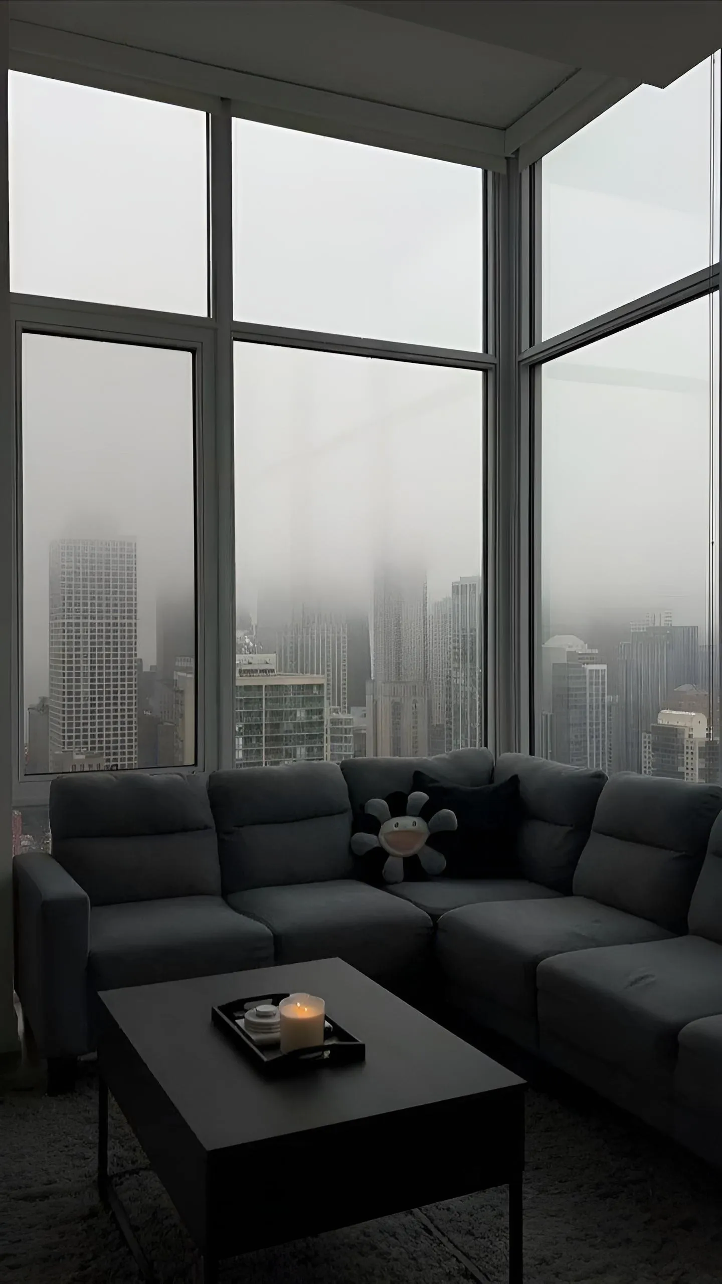 Modern Minimal Office with Rainy Glass Windows image