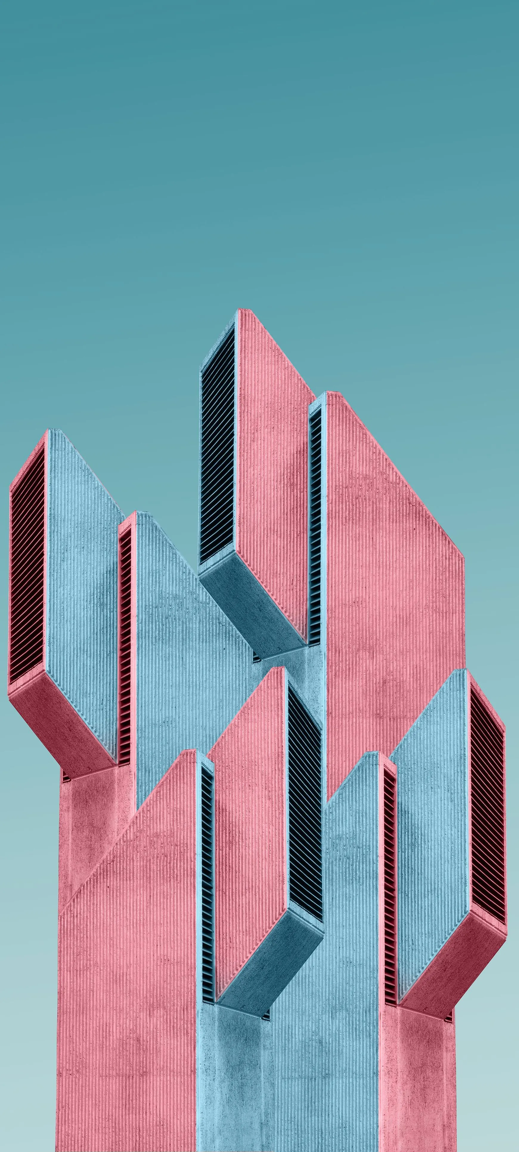 Modern Pink Buildings Under Bright Blue Sky HD Image