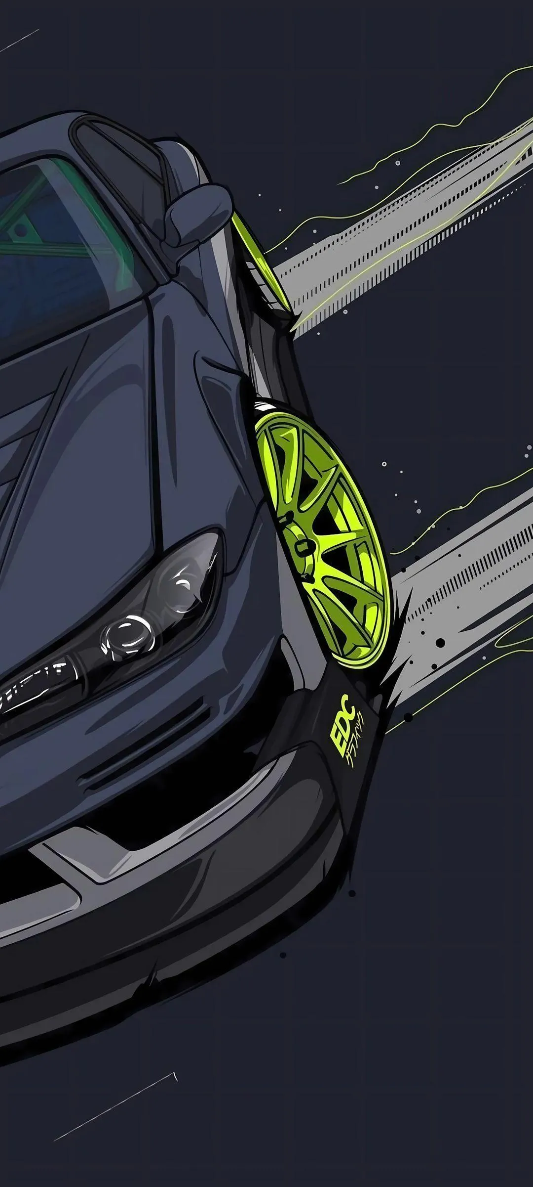 Modern Sports Car Street Cartoon Art Mobile Background