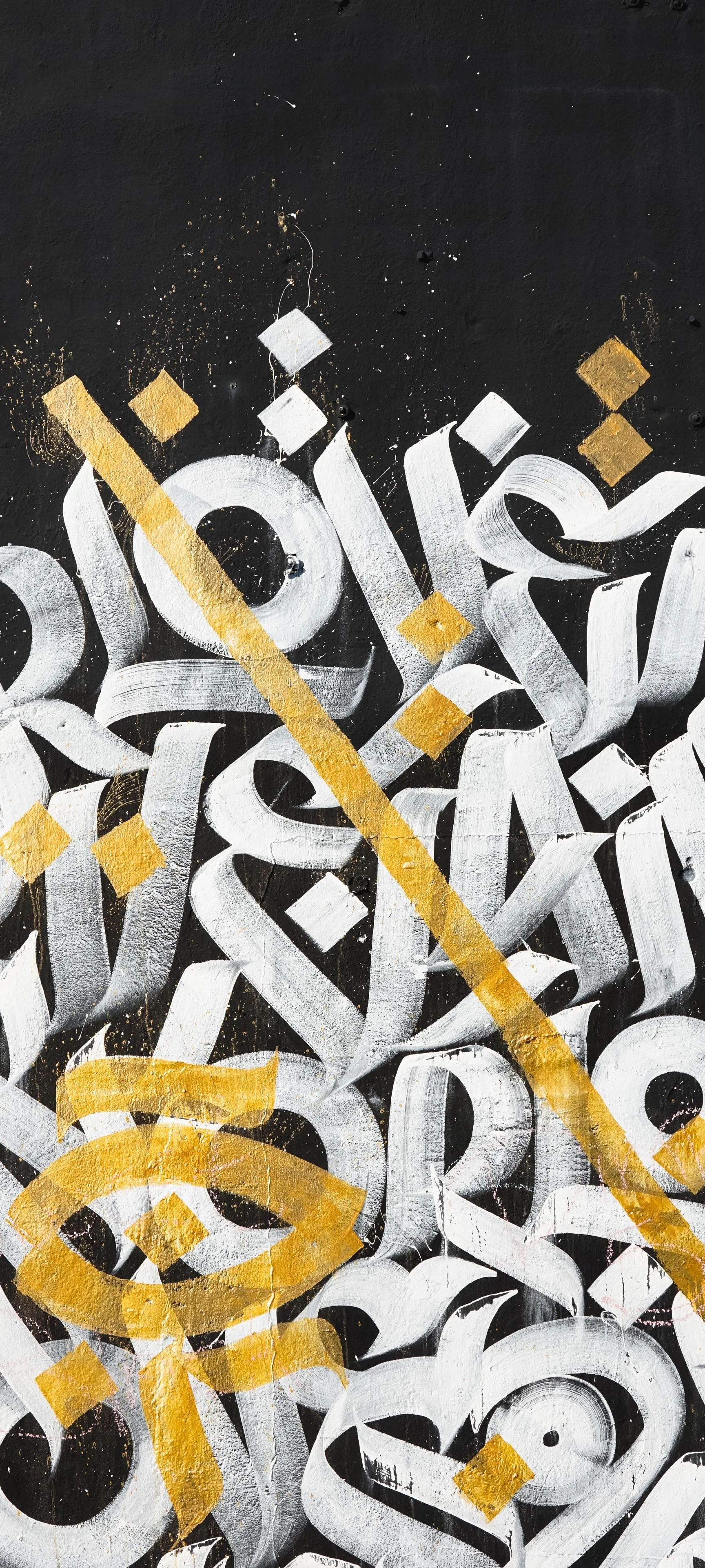 Modern Typography with White and Gold 3D Letters on Black