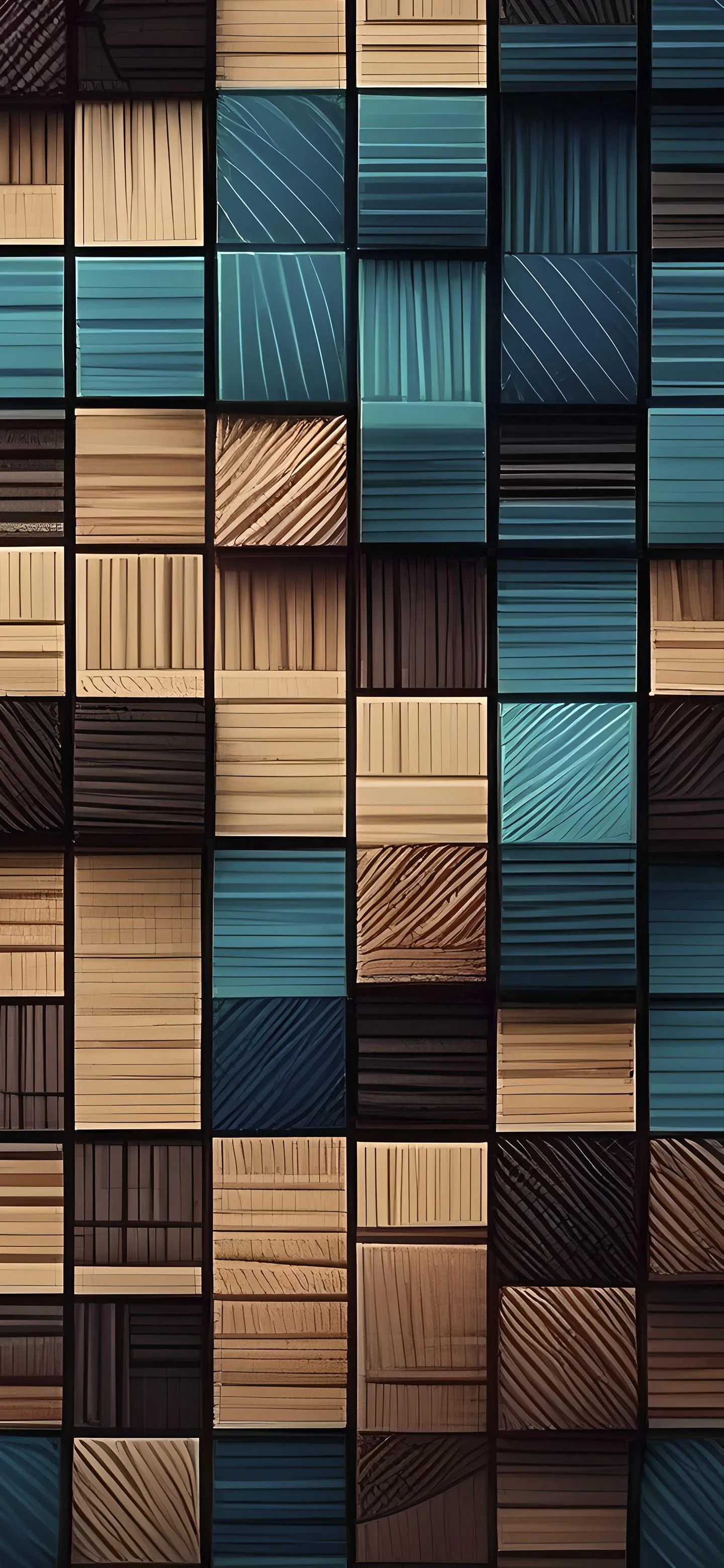 Modern Wooden Tiles Pattern with Blue and Brown Colors