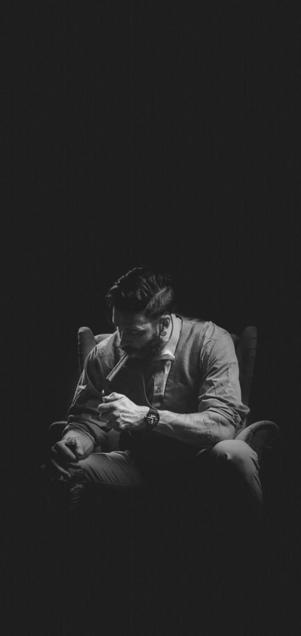 Monochrome Artistic Pose of a Thoughtful Man Wallpaper