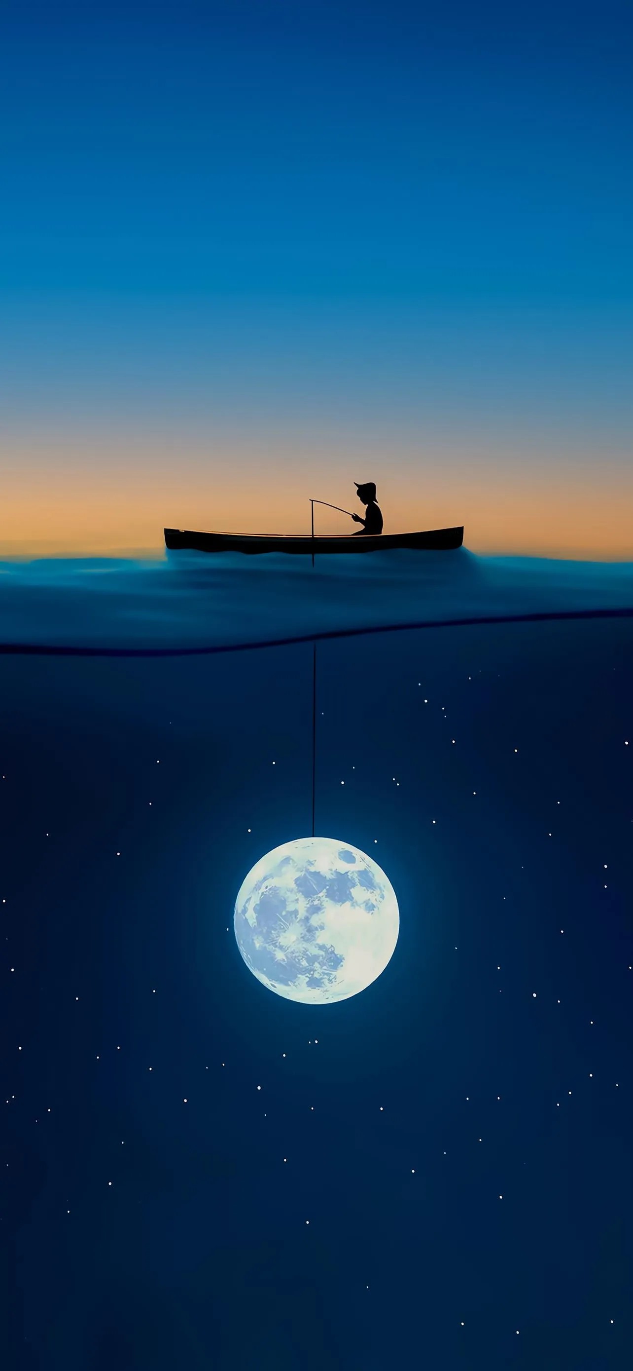 Moon Reflection Ocean Night Wallpaper for Android Phones