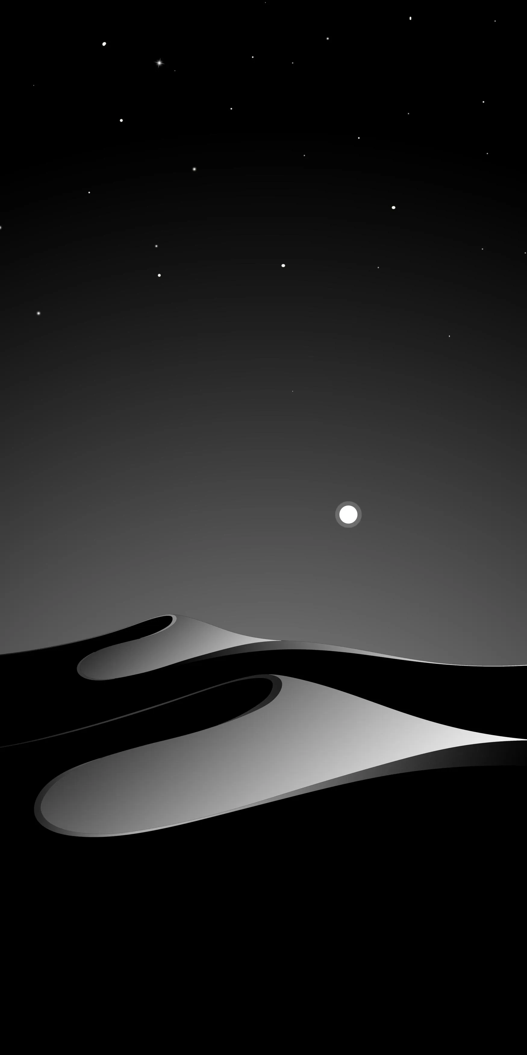 Moonlight Shining Over Desert Dunes Minimal Design