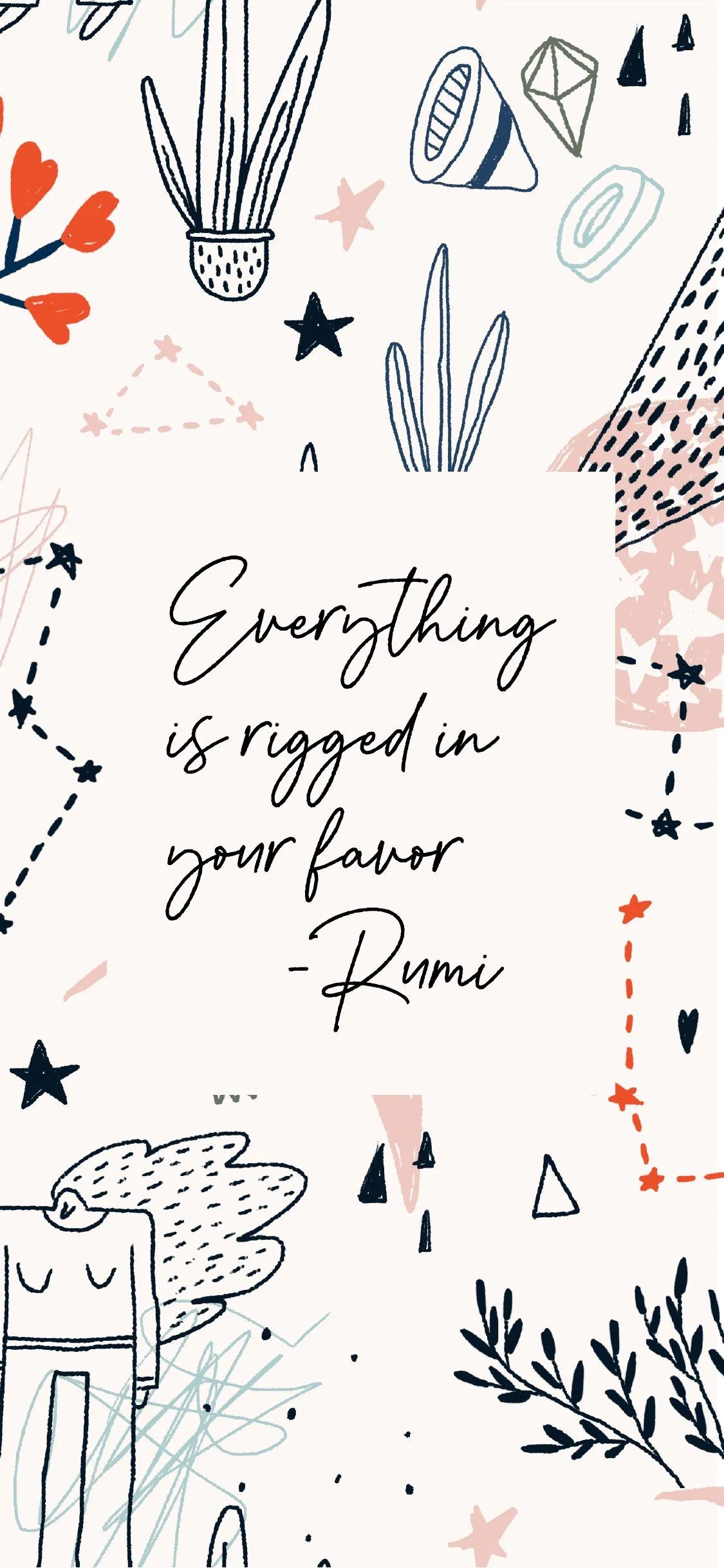 Motivational Doodle Art in Beige and Simple Sketch Style