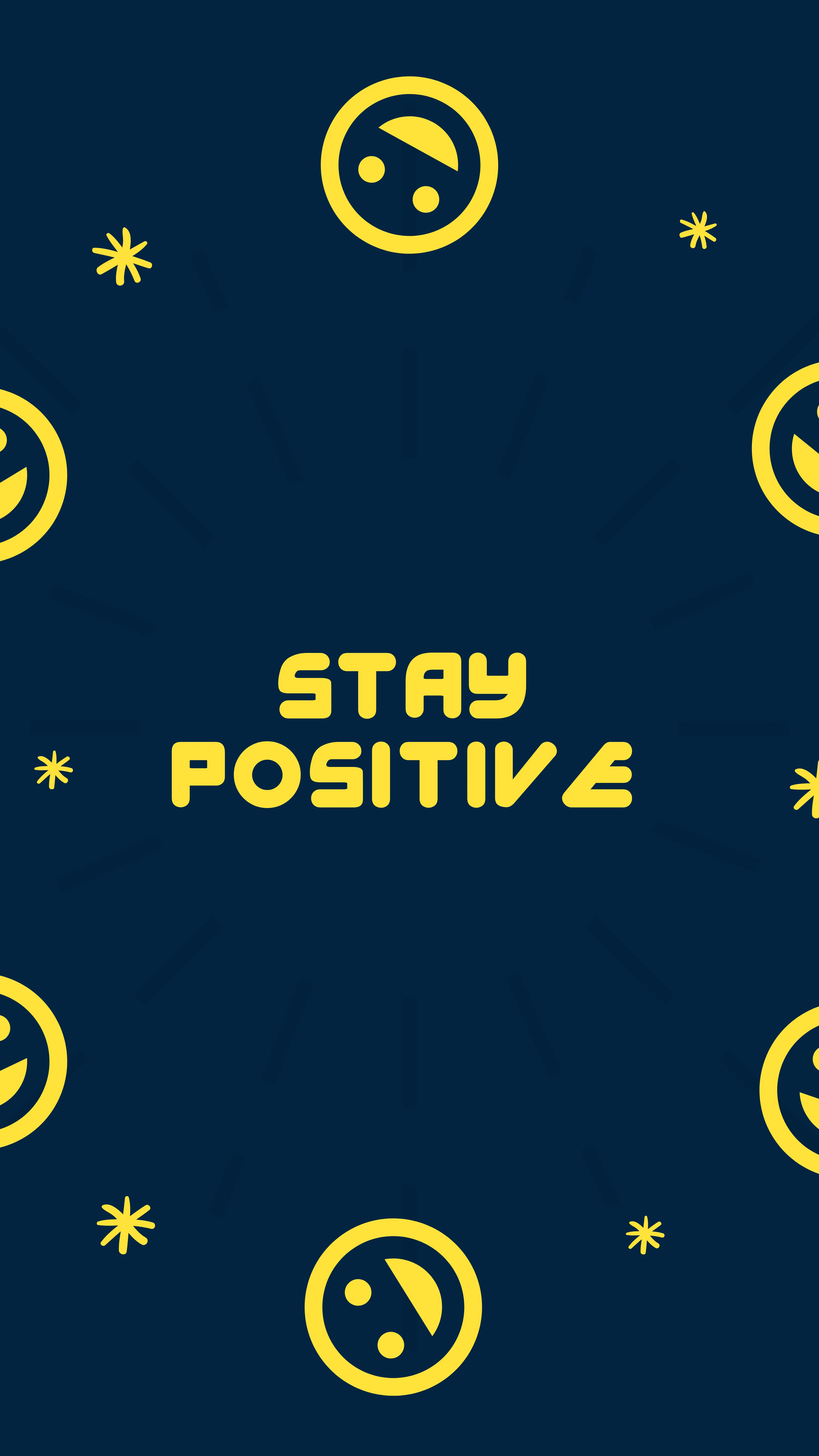 Motivational Stay Positive Quote with Smiley Art Wallpaper