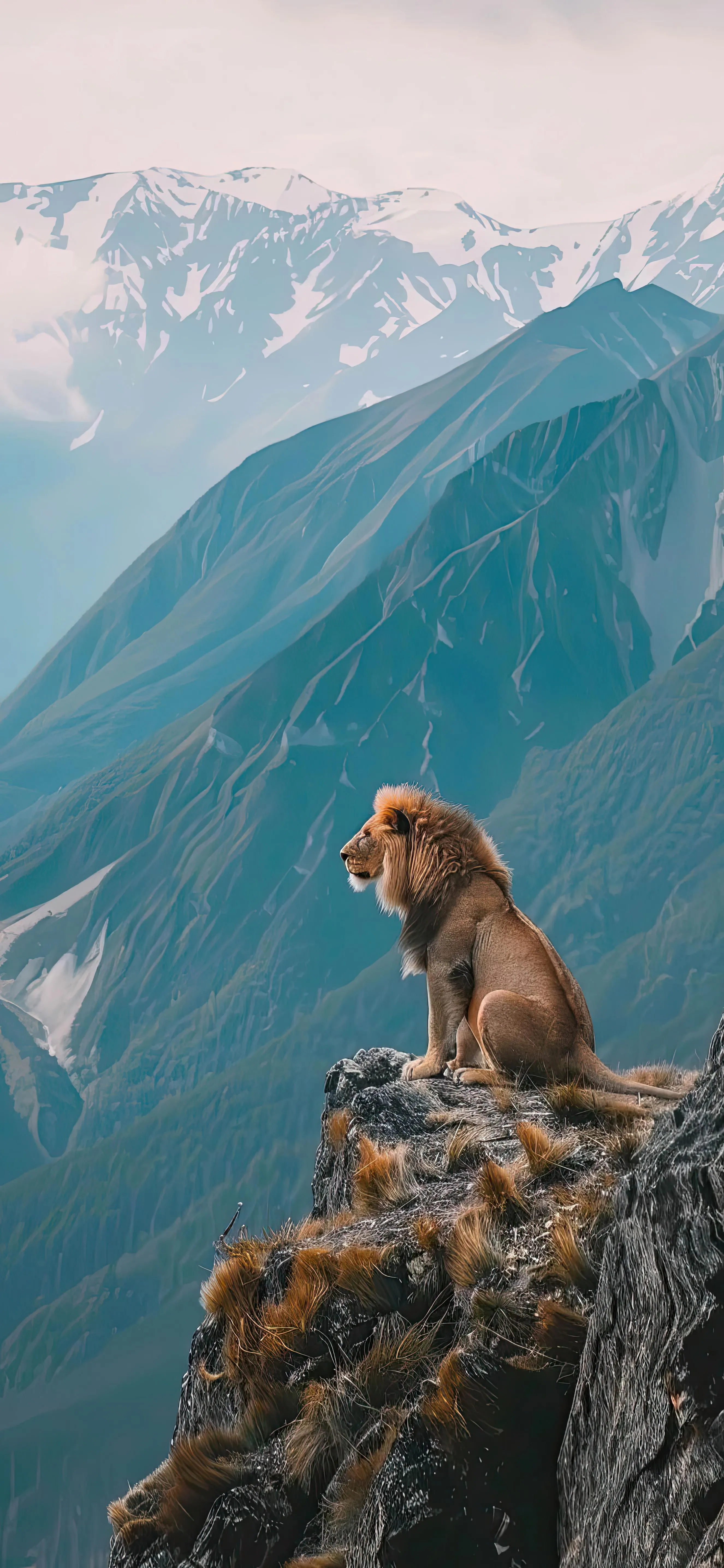 Mountain Cliff with Wild Animal in Serene Nature Free Image