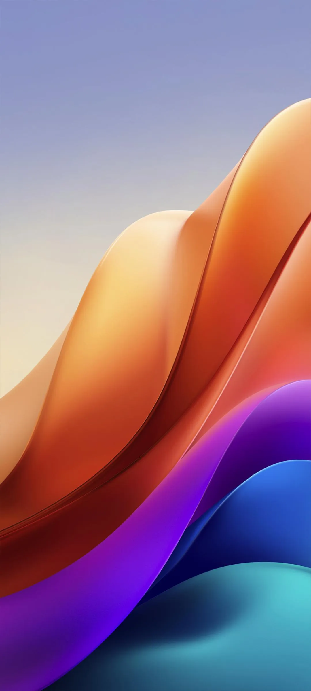 Multicolor Abstract Waves with 3D Smooth Texture Wallpaper