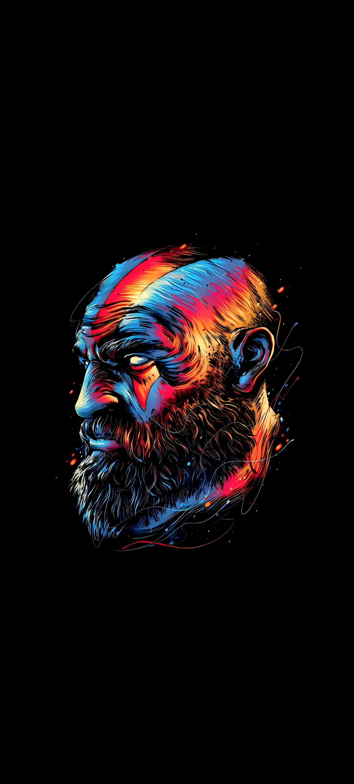 Multicolored Beard Man Design Mobile Wallpaper with Neon Art