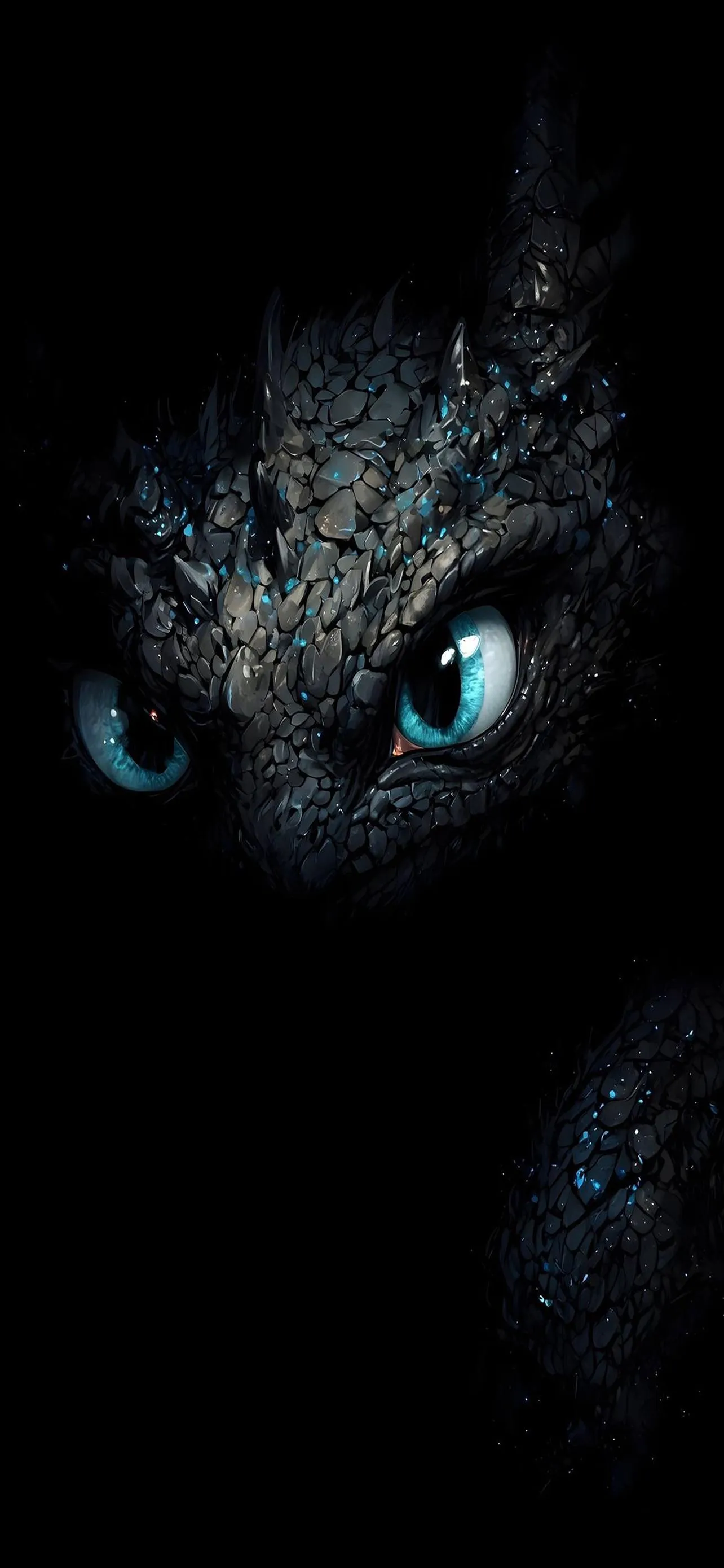 Mysterious Black Dragon in Darkness Mobile Wallpaper