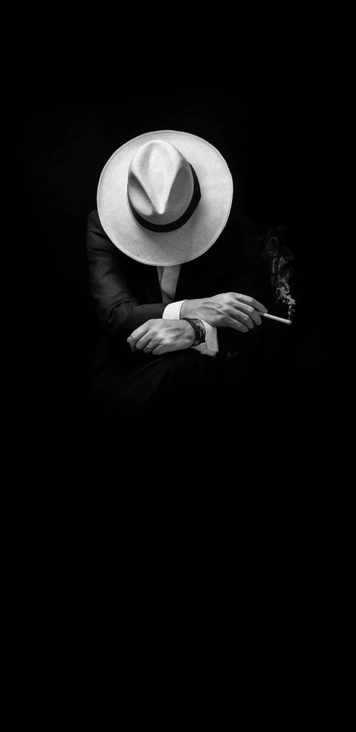 Mysterious Character in Hat Black White HD Wallpaper